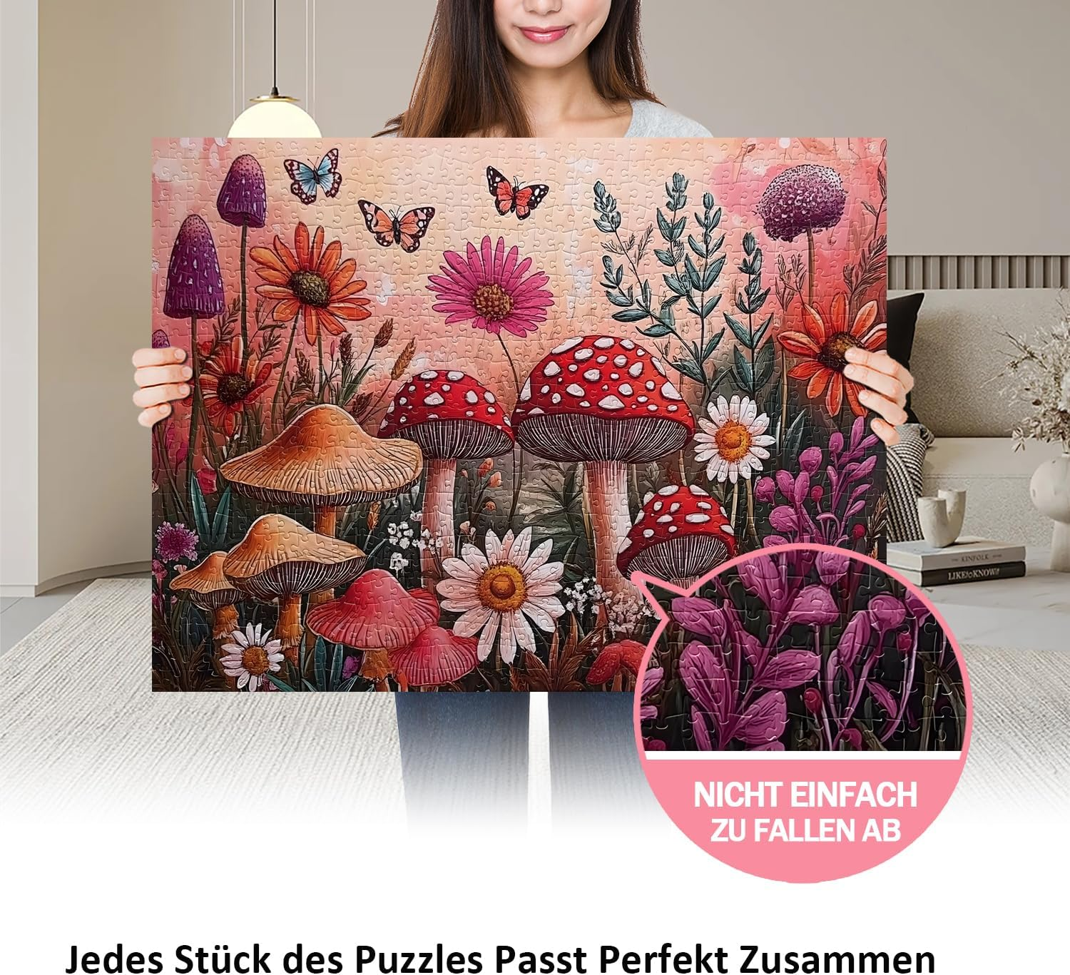Jigsaw Puzzles for Adults 1000 Pieces Impossible Hard Difficult Challenging Puzzles for Teen 1000Pc Puzzle Whimsical Garden Flowers Mushroom Plant Jigsaw Puzzle 1000 Piece 28 X 20 Inch image number 3