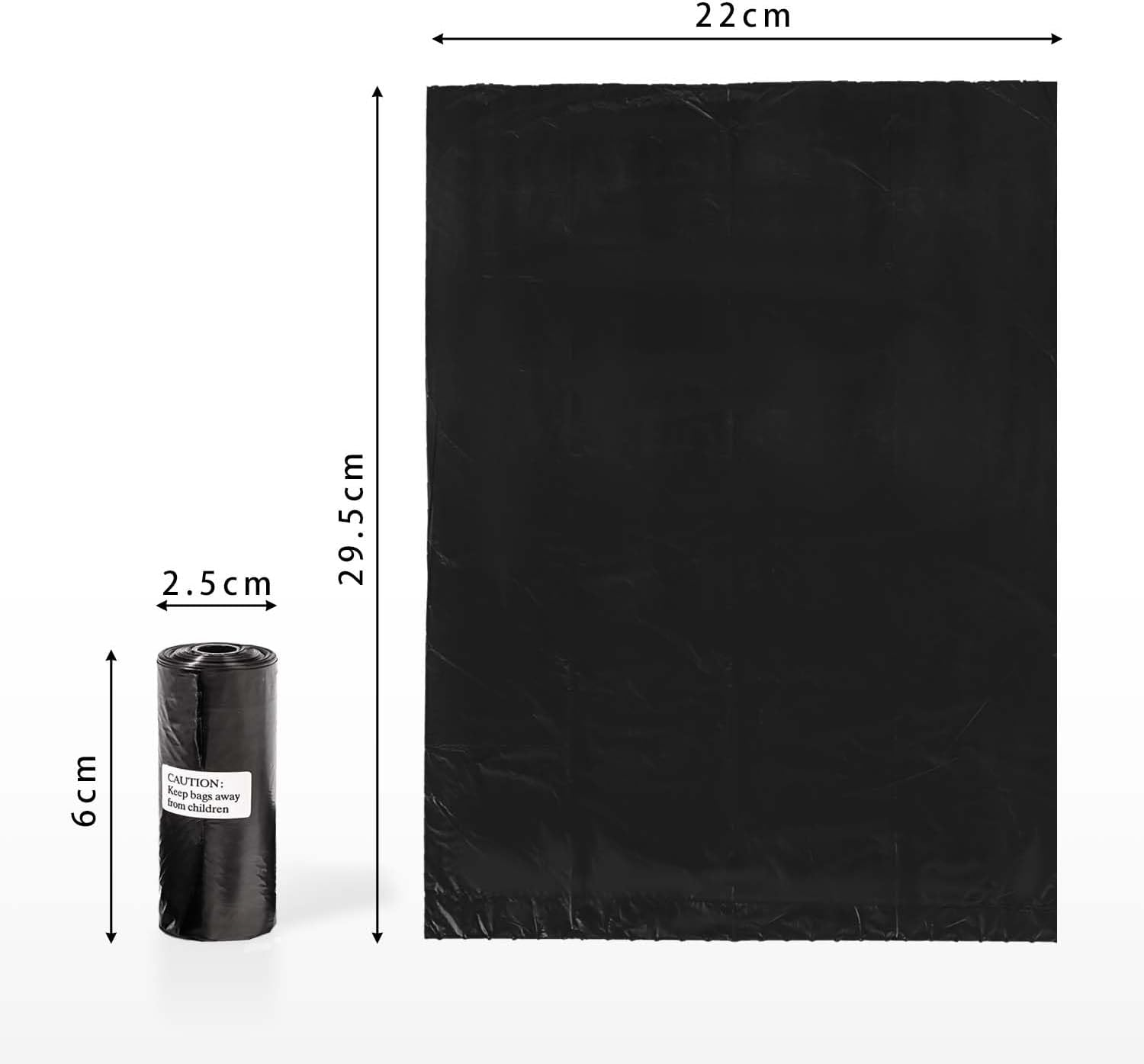 Aitodos&reg; 30 X 21.5Cm PE Material Portable Black Dog Poo Bags (6 Rolls, 15 per Roll) image number 3