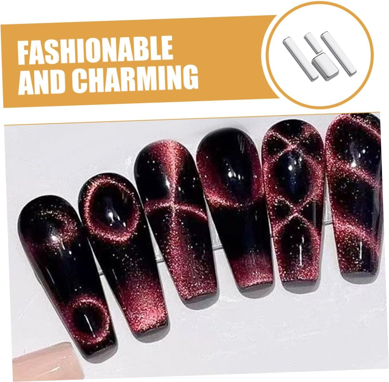 MERRYHAPY 4Pcs Cat Eye Nail Polish Magnets Kit Magnetic Tools for Gel Polish Nail Art Diy Manicure Accessories for Home Salon Use image number 2