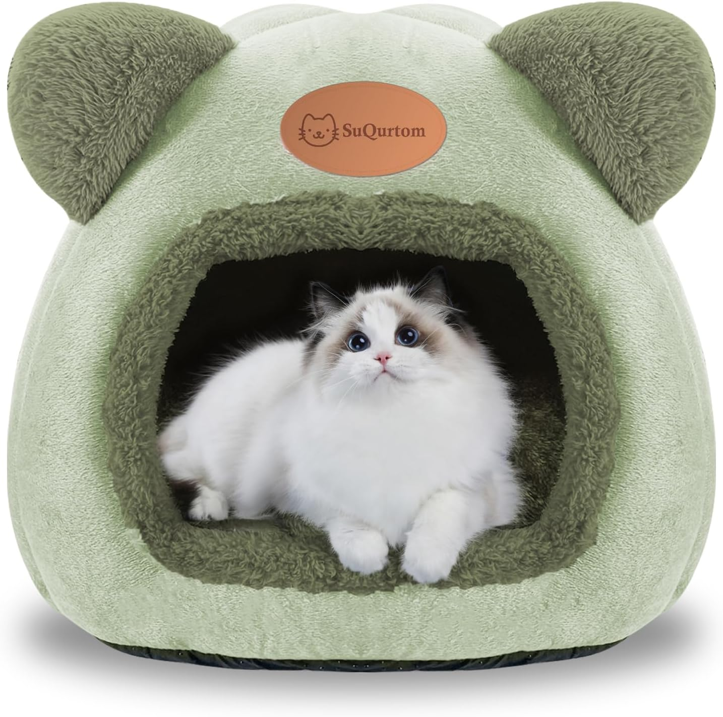 Cat Cave Cat Bed Washable Cat House Pet Bed Soft Comfort Tent Cat Litter Bed Warm Cat Cave Soothing Bed for Cats and Small Dogs Sleeping (Green) image number 1