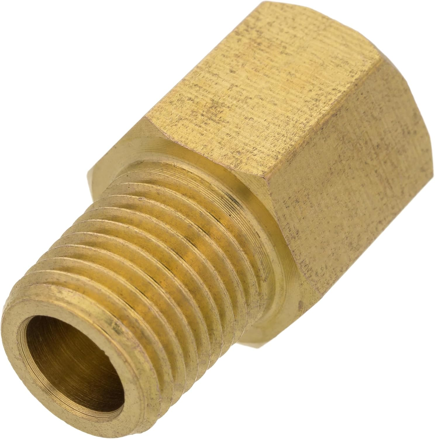 1/4" BSP Male to 1/4" NPT Female Brass Pipe Fitting Connector Thread Plumbing Hose, Hex Head Threaded Tubing Adapter Coupler, Used to Connect Lines for Air, Water, Fuel, Oil and Gas image number 2