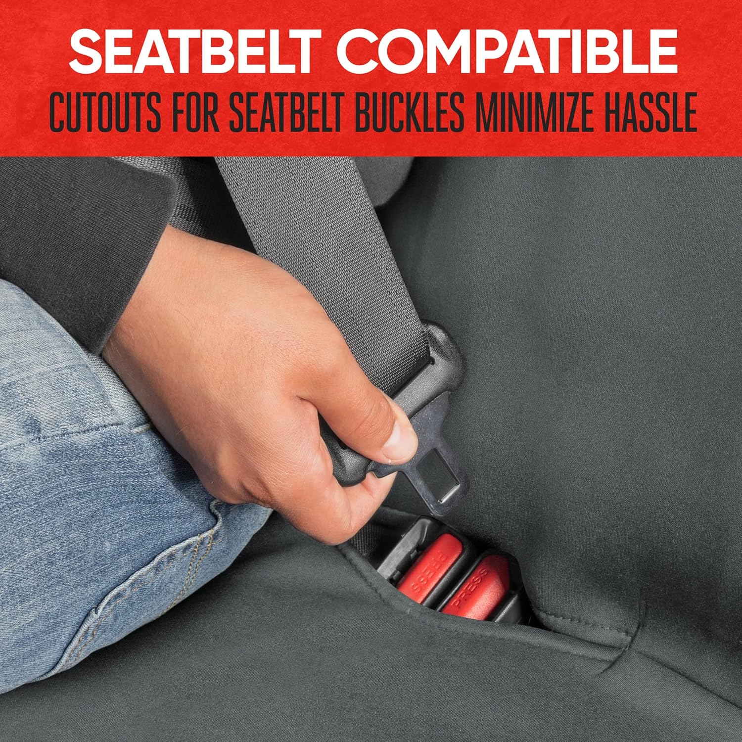 Motor Trend Aquashield Gray Waterproof Rear Bench&ndash; Padded Neoprene Back Seat Cover for Cars, Ideal Seat Protector for Kids & Dogs, Interior Covers for Auto Truck Van SUV image number 4