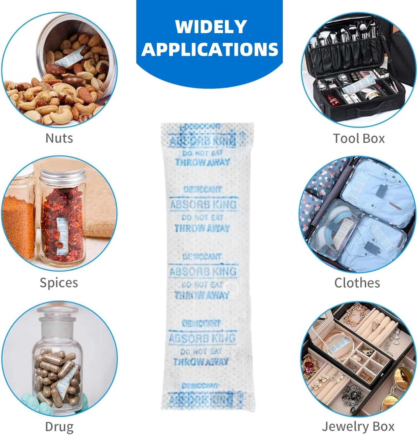 5 Gram (80 Pack) Silica Gel Packets，Rechargeable Moisture Absorbers Dehumidifiers for Food Storage, 3D Filament，Jewelry, Shoeboxes, Electronics Storagejewelry(Food Grade Desiccant) image number 6