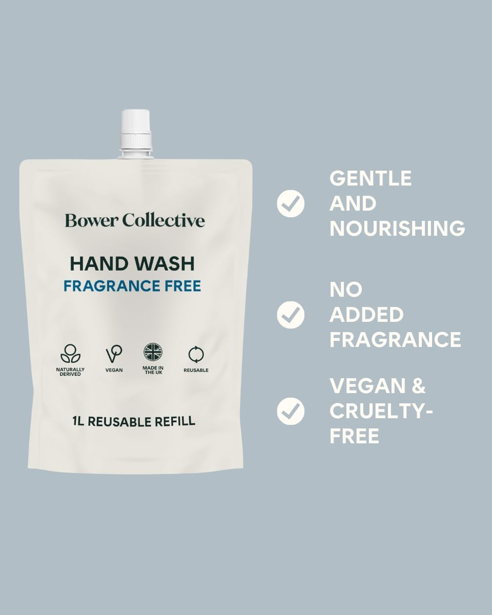 Bower Collective, Antibacterial Fragrance Free Hand Wash Refill, Eco-Friendly, Natural Hand Soap Refill, 1L image number 1