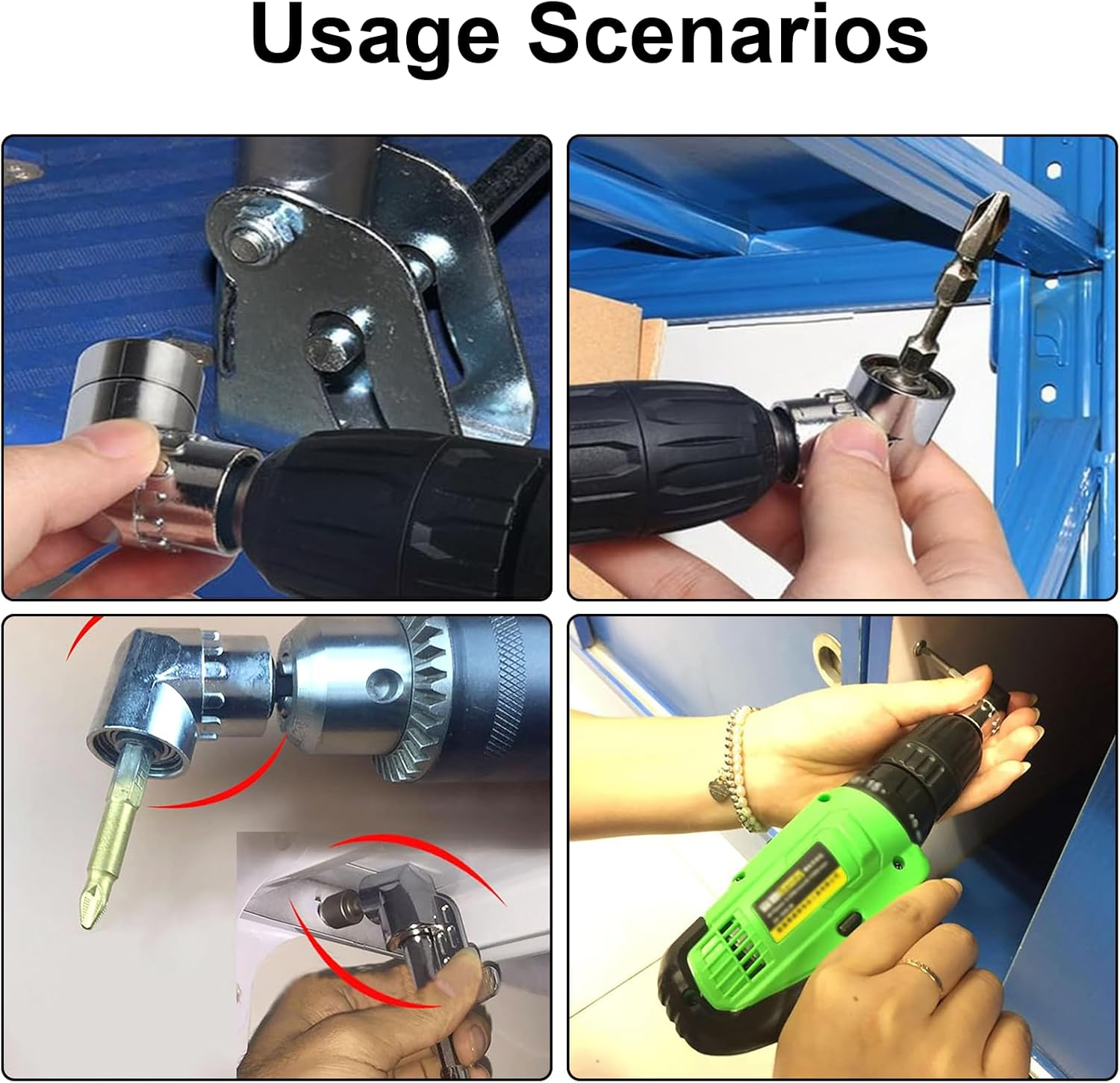 Rhoyee 105&deg; Right Angle Drill Adapter &ndash; 1/4" Hex Shank, Magnetic Quick-Change Bit Holder &ndash; Power Screwdriver & Drill Extension for Tight Corners, Hard-To-Reach Areas, DIY & Professional Use image number 5