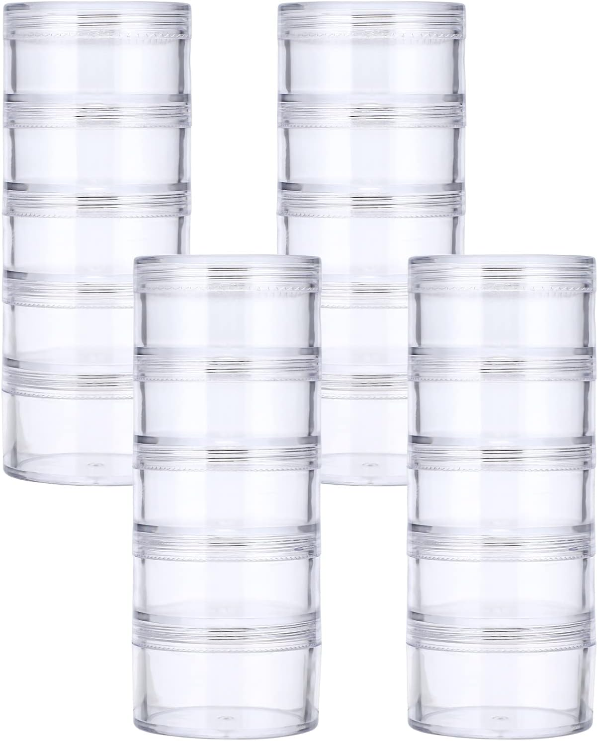 Hipiwe 4 Set Stackable Cosmetic Containers with Screw Lids Plastic Sample Jars 30Ml Clear Empty Jars Makeup Sample Containers Nail Accessories Organizer image number 6