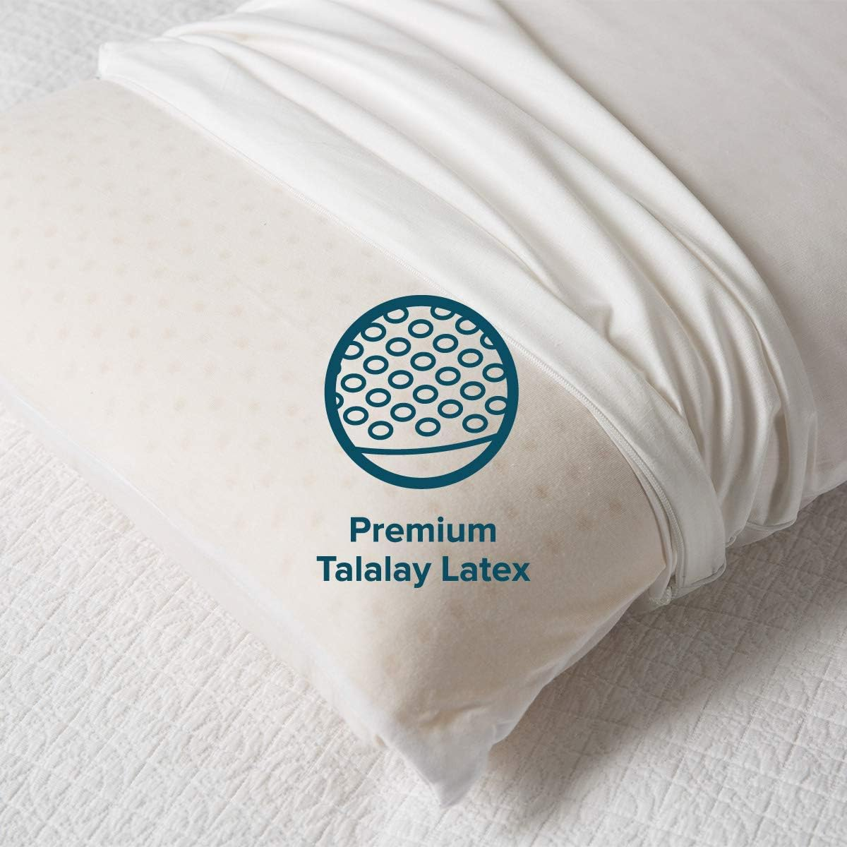 Tontine Comfortech Talalay Latex Pillow &ndash; Medium Height with Gentle Cushioning and Spinal Alignment Support &ndash; Premium Talalay Latex with Removable Machine Washable Natural Cotton Cover