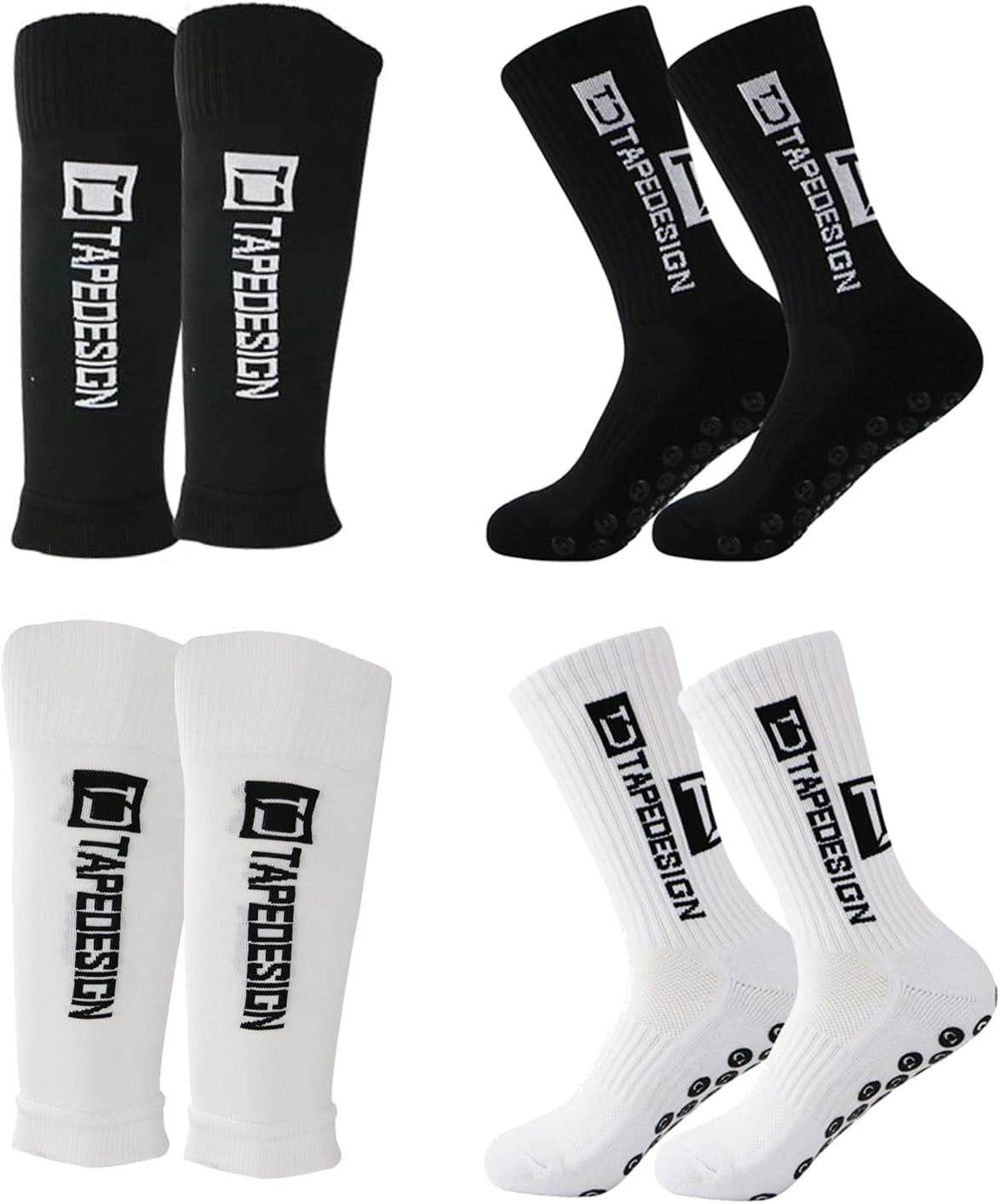 2 Pairs Soccer Socks＋Sleeve Stockings Set Combinations Leg Sleeve Football Grip Socks for Men and Women Non Slip Sports Socks for Training Athletic image number 5