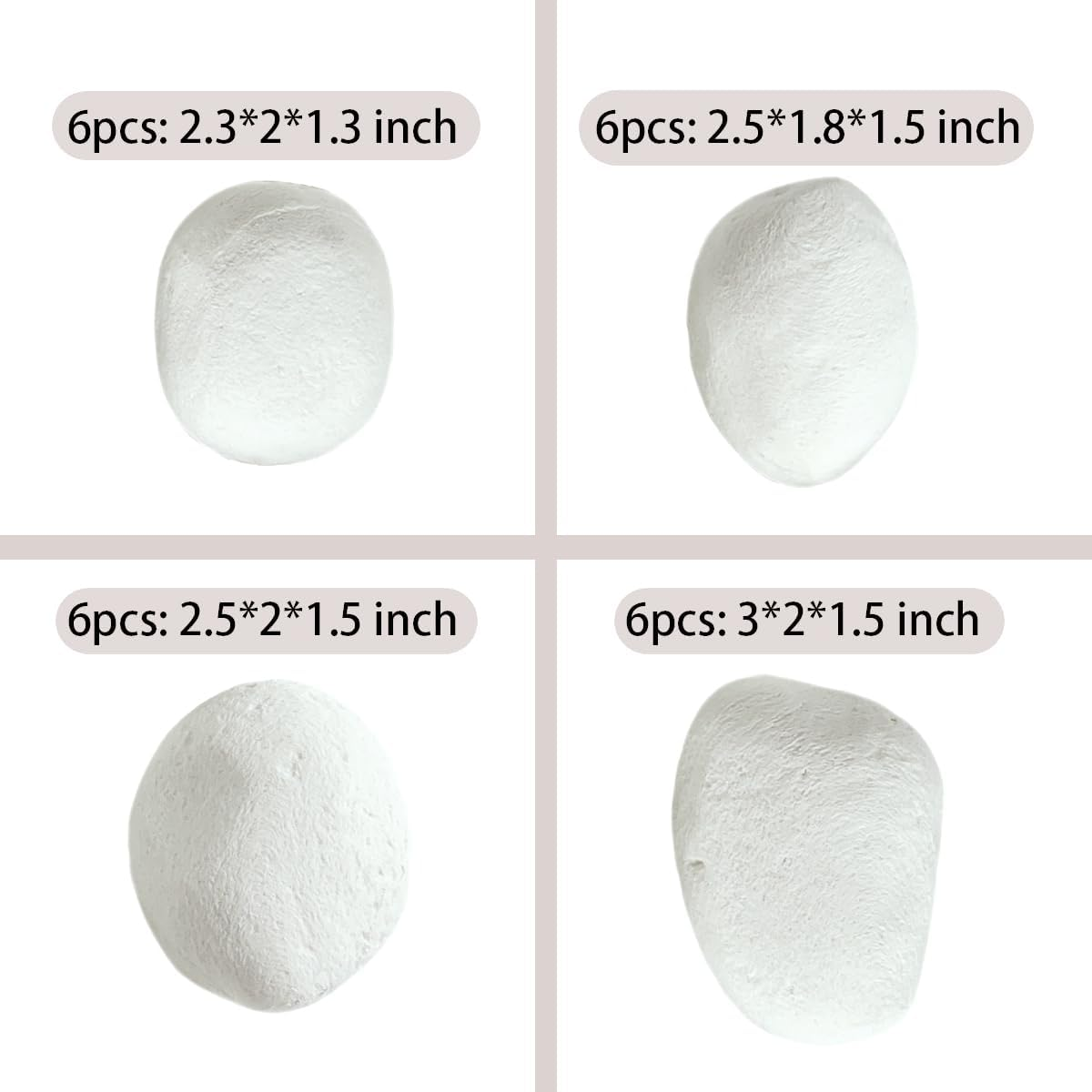 24 Gas Fireplace Pebbles, Gas Logs, round Ceramic Pebbles for Indoor Outdoor Fireplaces and Fire Pits, Decorative Landscape Stone (White) image number 2