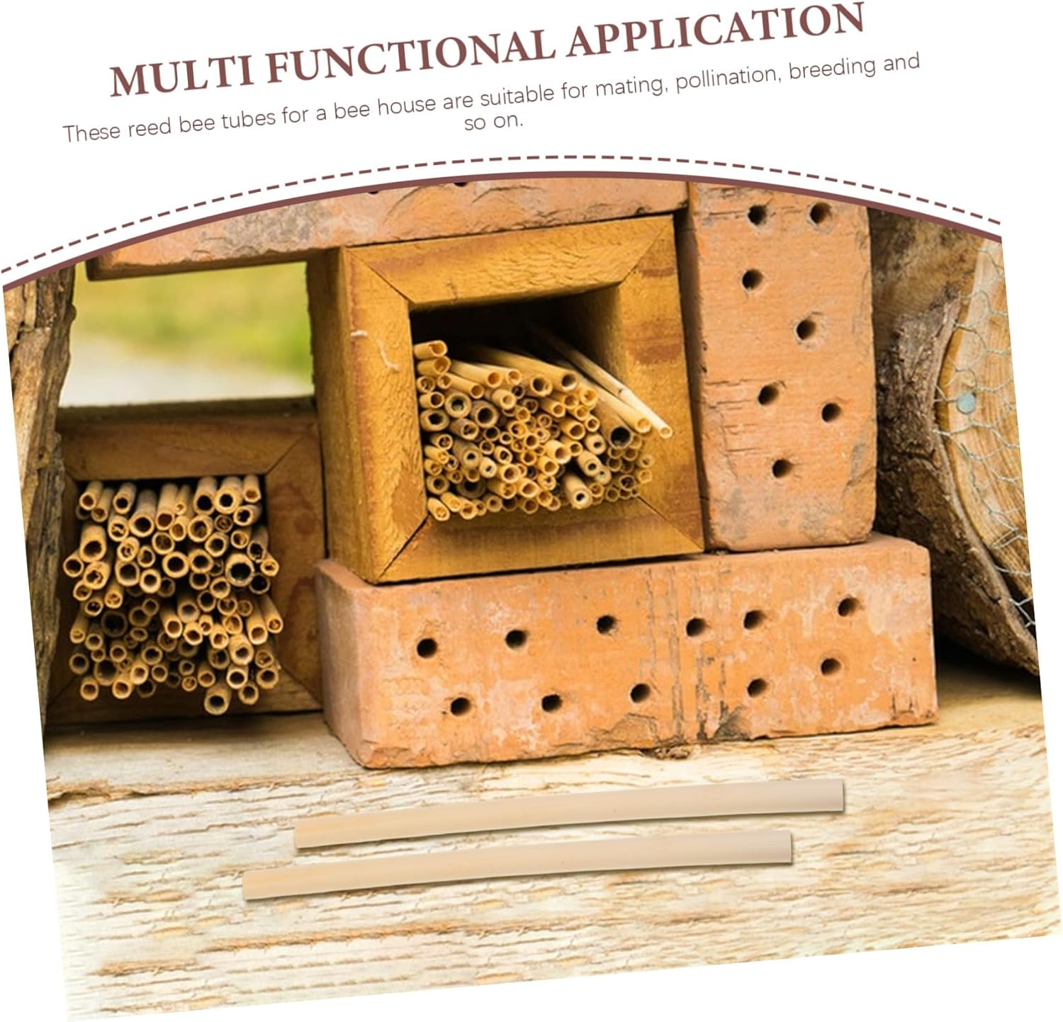 Gatuida 300 Pcs Natural Reed Bee Tubes Pollinator Nesting Tubes for Beekeepers Garden Balcony Courtyard Refill Replacement Essential DIY Beehive Inserts image number 5