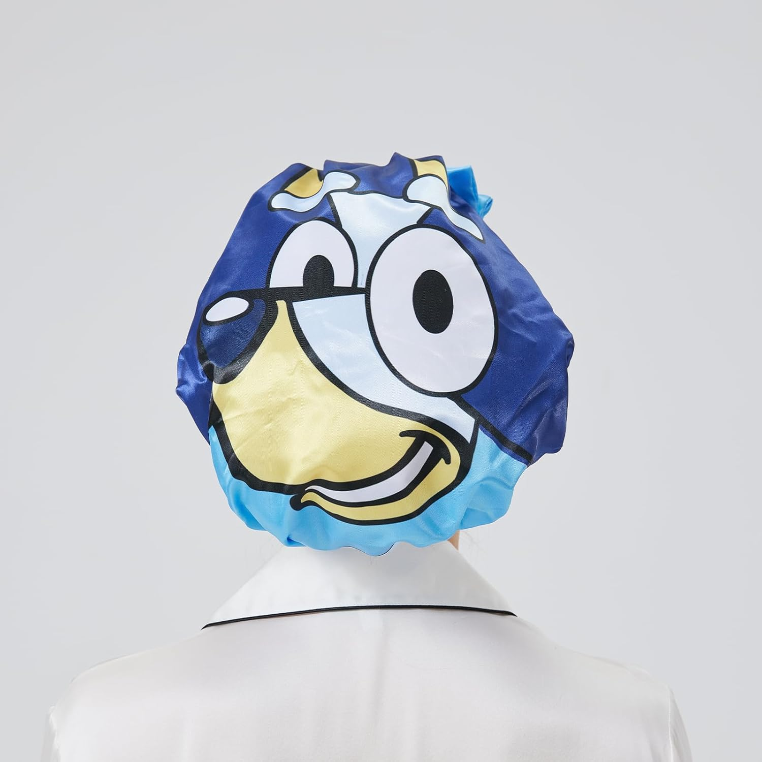 LONGDON HOMEONE EVA Plastic Large Shower Cap,Bowknot Shower Caps for Women Reusable Waterproof,Satin Bonnet,1 Pack. (Cat)