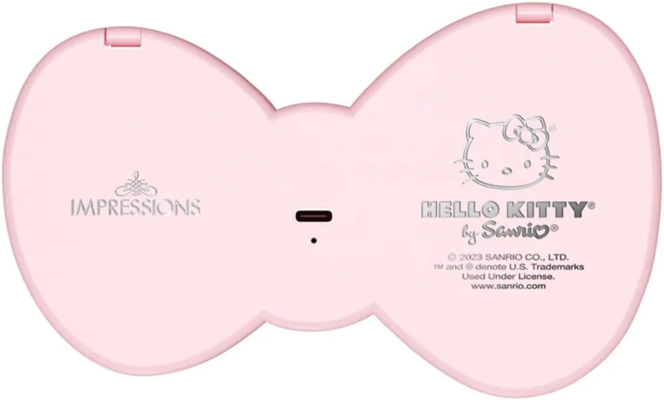 Impressions Vanity Hello Kitty Bow LED Compact Mirror, Double Sided Cute Travel Makeup Mirror, Soft Touch Button with Slide down Auto Shut off (Small) image number 5