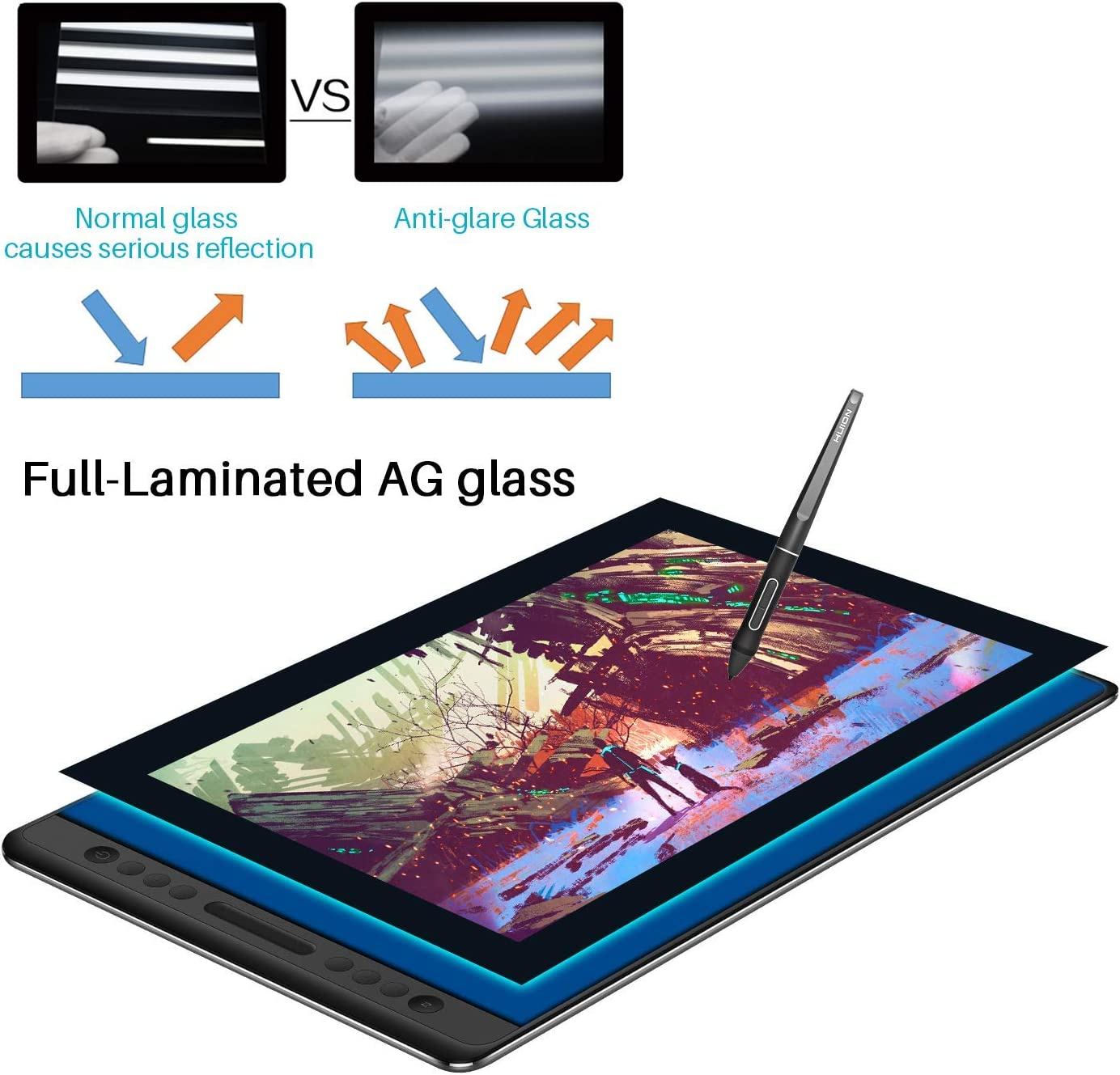 HUION Kamvas Pro 16 Drawing Tablet 15.6 Inch Pen Display Graphic Tablets with Screen, Full-Laminated Technology 8192 Levels Pen Pressure 120% Srgb, Compatible with Chromeos, Windows and Macos image number 6