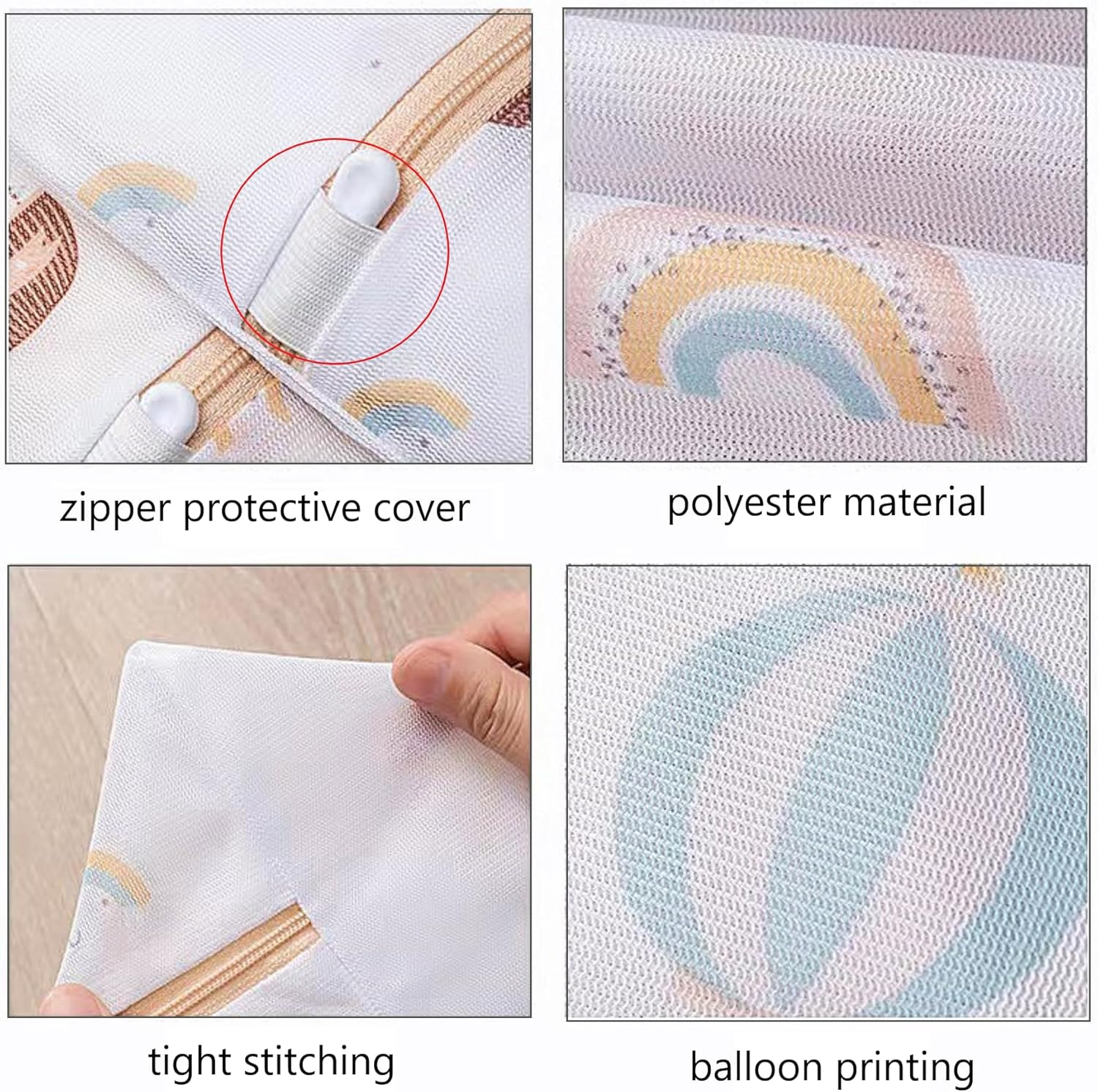 AUXIN 6 Pcs Durable Honeycomb Mesh Laundry Bags, Laundry Bra Lingerie Cute Balloon Printing Mesh Wash Bags for Delicates