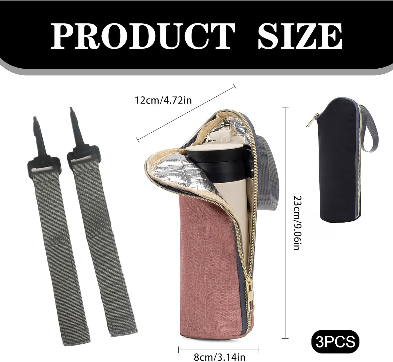 2Pcs Breast Milk Storage Bag, Portable Baby Bottle Bag, Baby Bottle Warm Bag and Breast Milk Small Cooler Bag Bottle Bag, Travel, Stroller (With Hook) image number 4