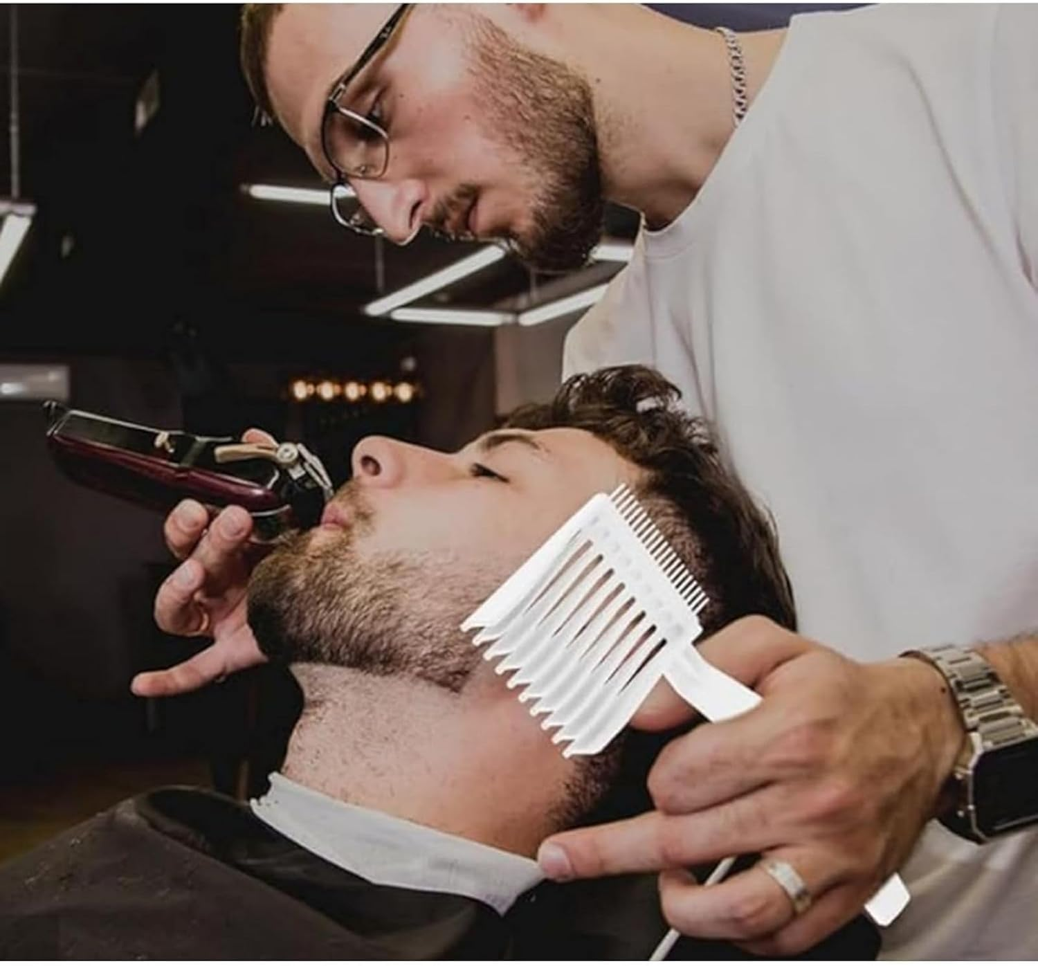 ZENRUIMING 2-Piece Set of Hair Stylist Fading Combs, Curved Hair Combs, Professional Curved Positioning Combs, Portable Hair Styling Tools, Home Salon Hair Cutting Combs (White) image number 1