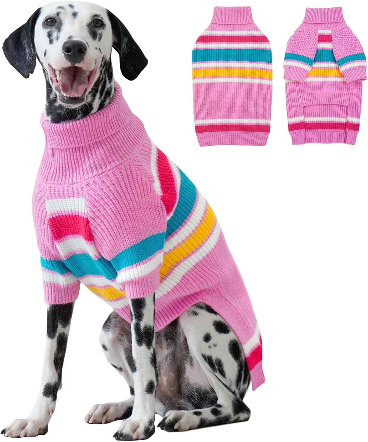 Iecoii XXL Dog Sweaters - Turtleneck Pullover for Extra Large Dogs, Holiday Christmas Dog Sweatshirt for Pitbull, Border Collie, Red