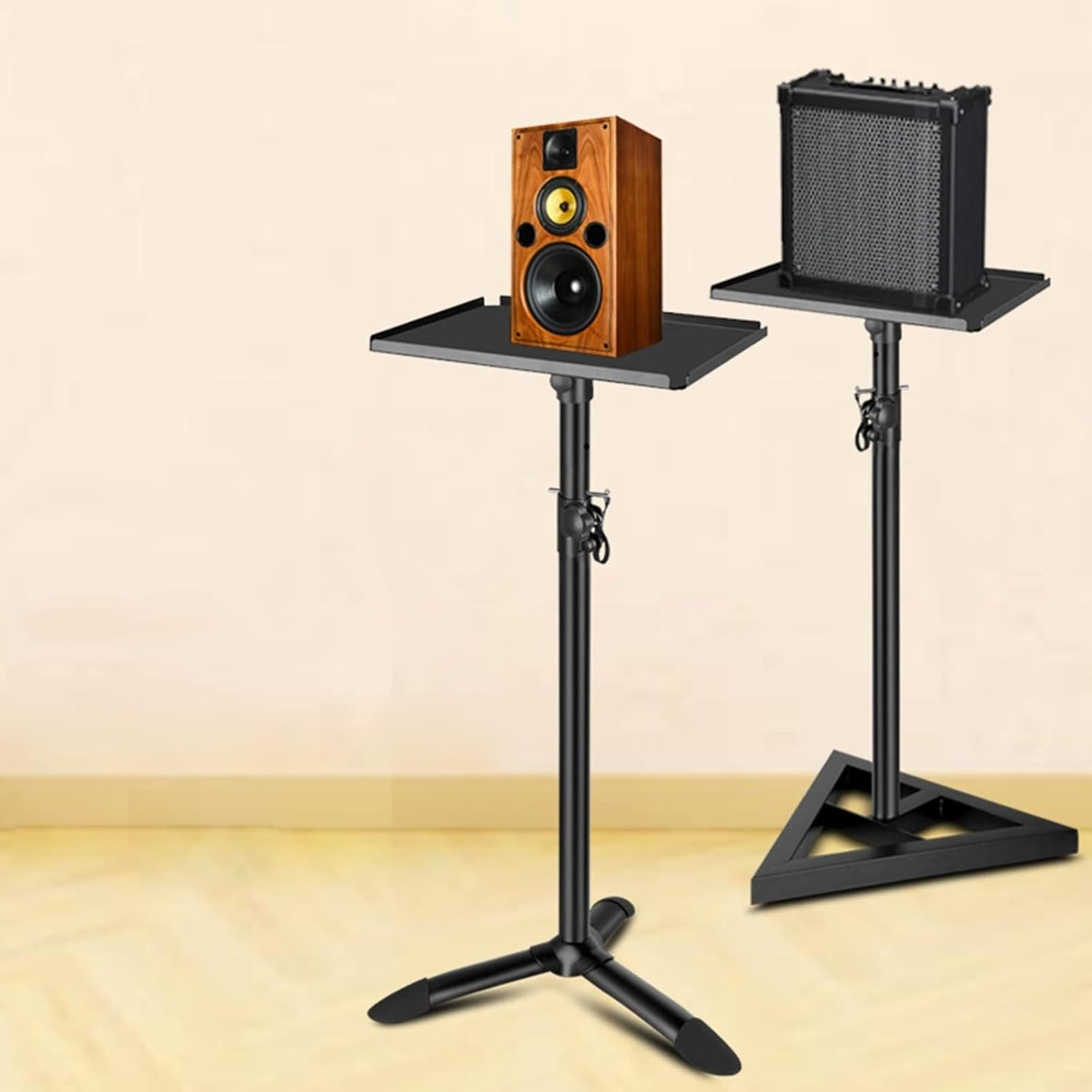 Audio Stand Speaker Stand Large Tray Bracket Universal Hi-Fi Audio Stand for 10 Inch Monitor Lift and Rotate Audio Tripod Speaker Stand(B,Smal image number 3