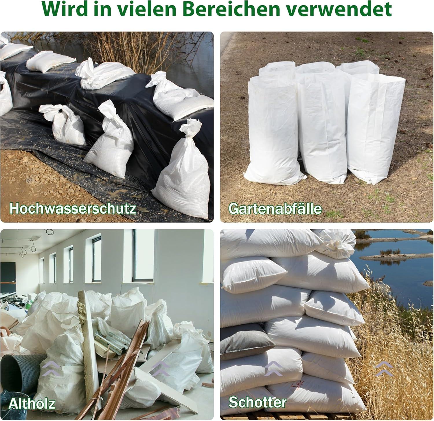 Sand Bags, Heavy Duty Woven Gravel Bags,50 X 75CM Sacks,Used for Flood Control, Builders Garden Waste,Grain Storage and Cargo Handling (20) image number 5
