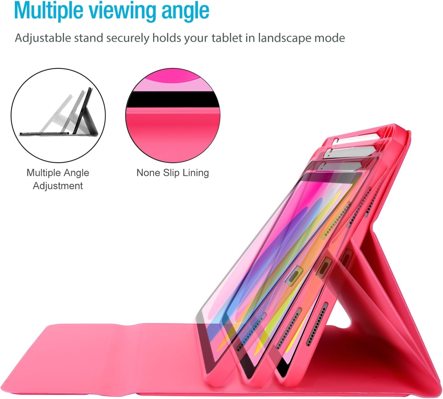 Procase for Ipad 11Th (A16) 11-Inch 2025 / 10Th Generation Case with Keyboard 10.9 Inch 2022, PU Leather Case with Magnetically Detachable Wireless Keyboard -Pink image number 3