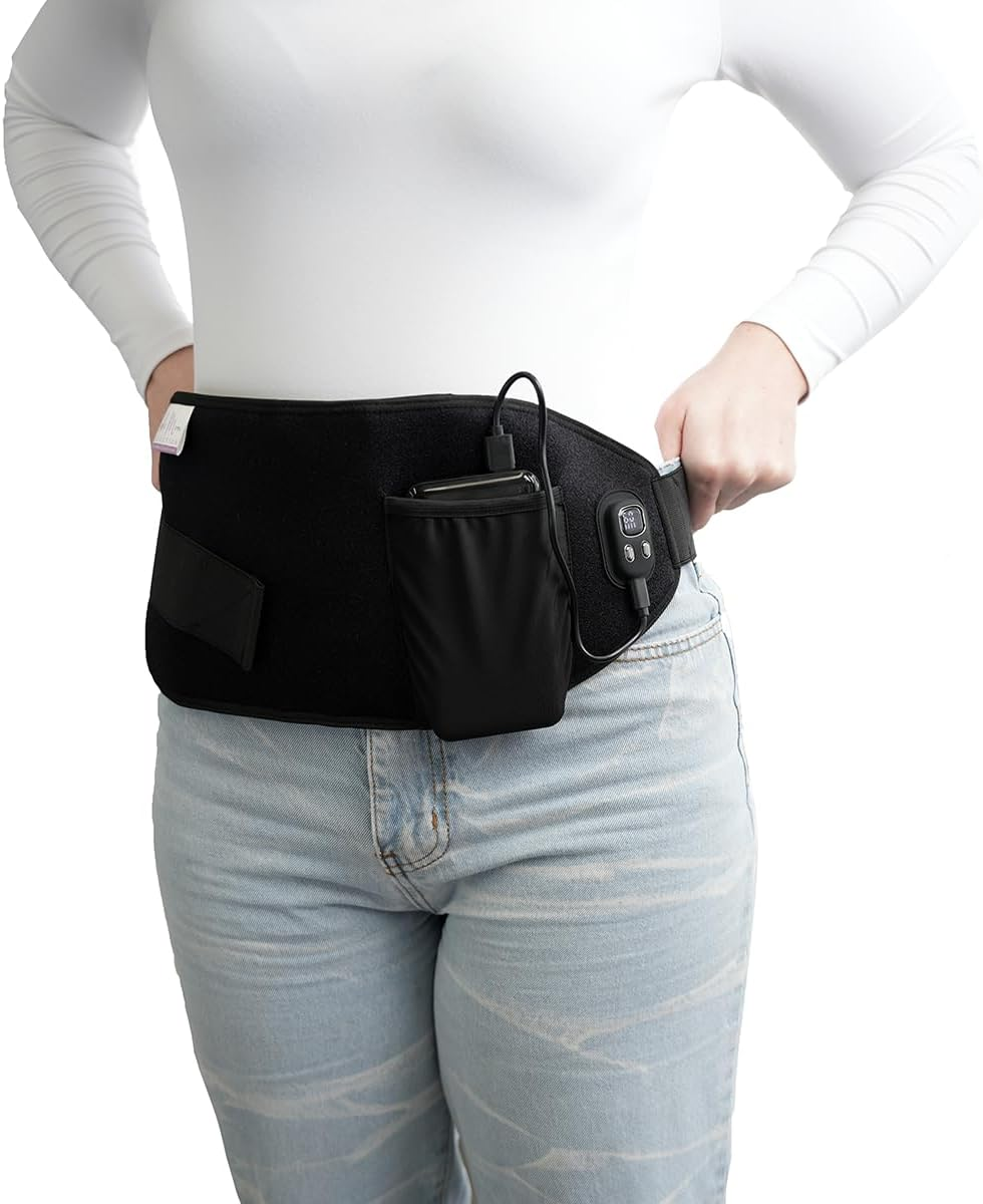 Cordless Electric Heating Pad &ndash; Portable Rechargeable Heat Wrap with Digital Display &ndash; Adjustable Strap for Lower Back, Shoulders & Cramps &ndash; Works with Power Bank (Not Included) image number 2