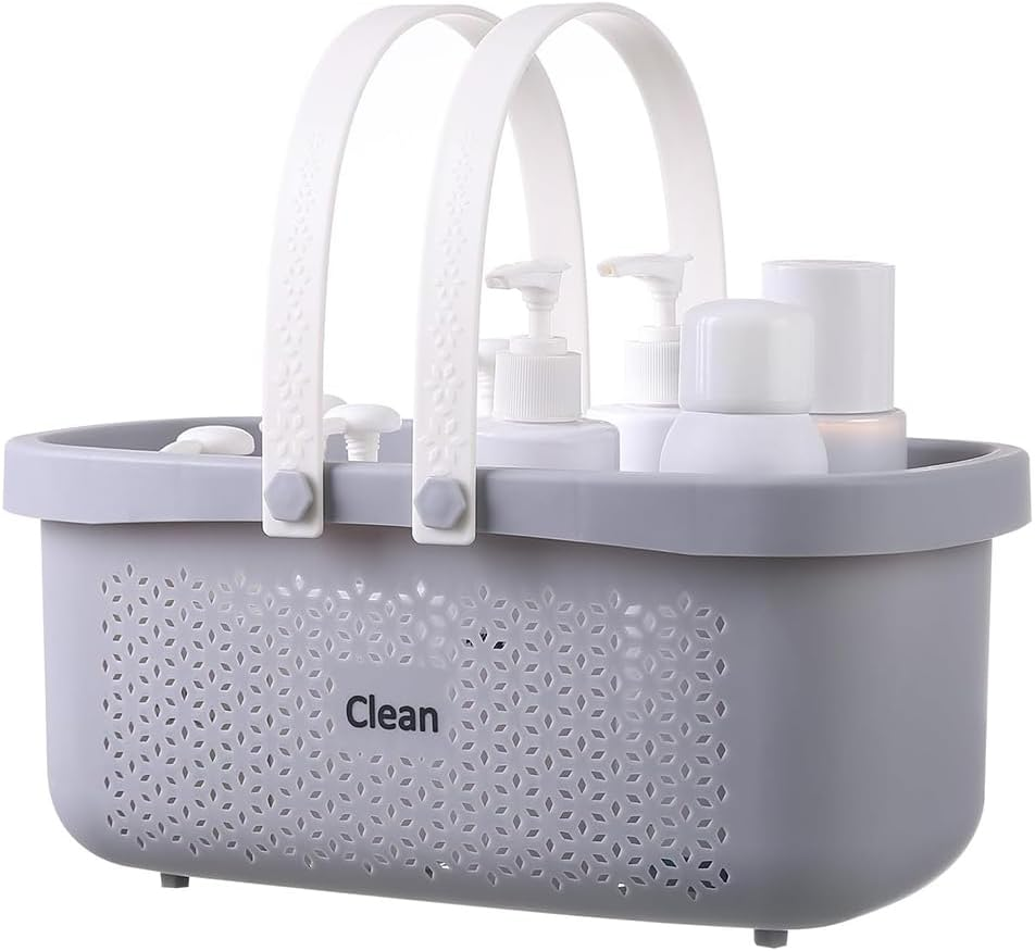 Plastic Portable Shower Caddy with Handle &ndash; Gray Storage Basket Tote for Bathroom, Dorm, Travel, Gym, Kitchen, and Bedroom Organization image number 5