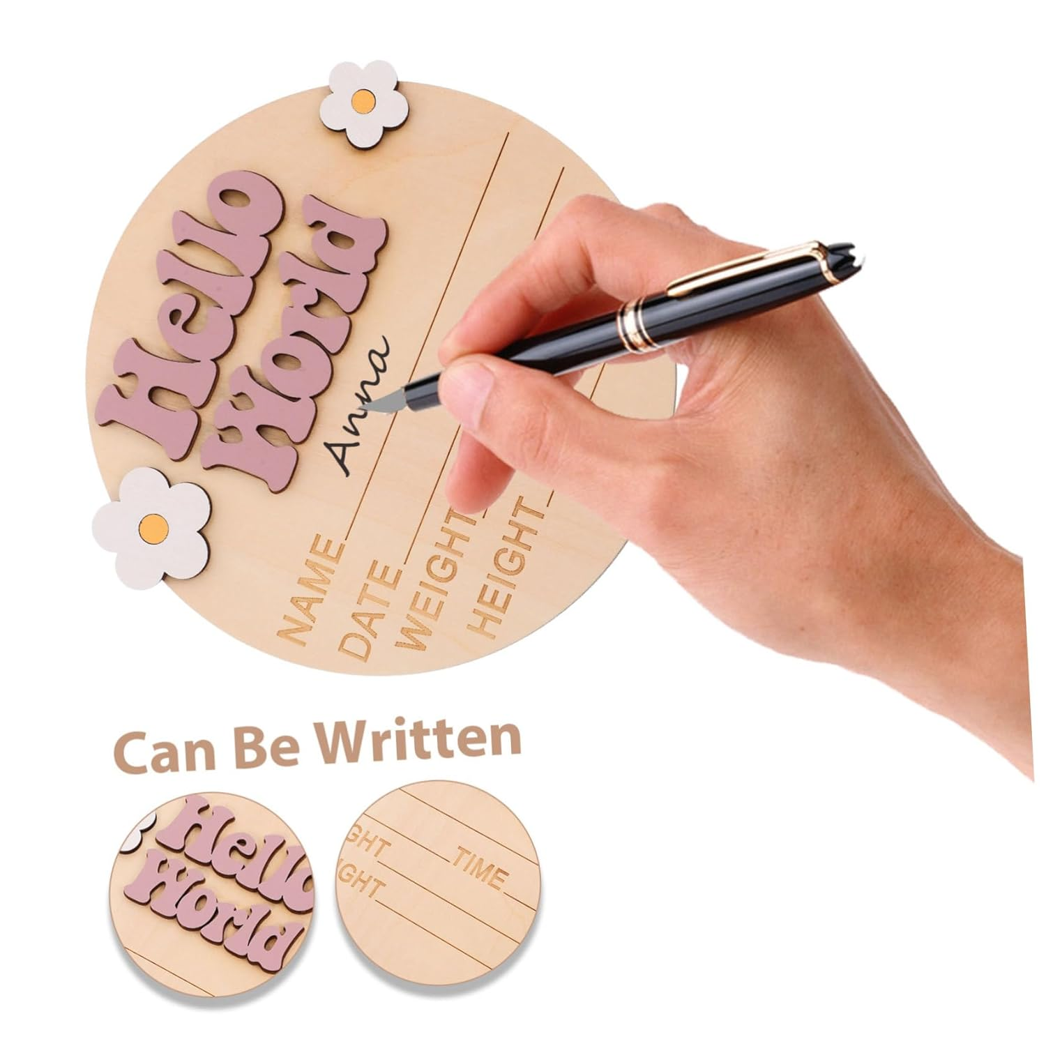 NOLITOY Growth Commemorative Card Wood Milestone Sign Newborn Announcement Sign for Shower Born Essentials for Nursery Decor - Multi image number 6