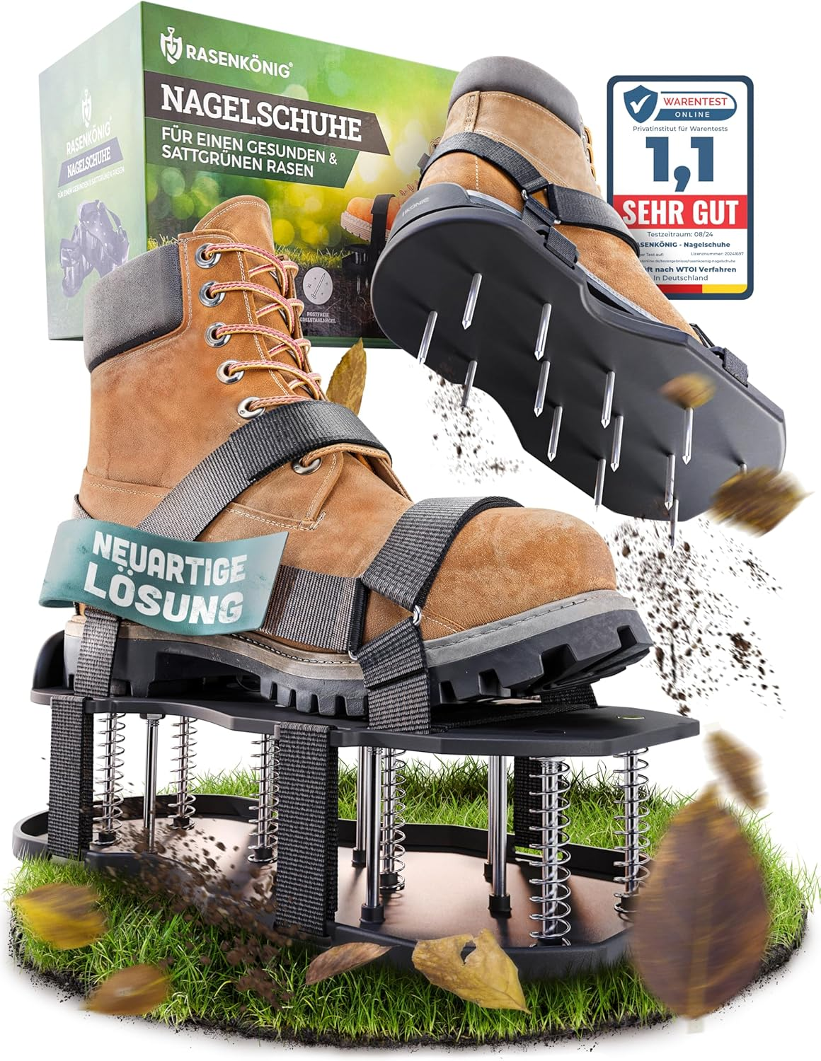 RASENK&Ouml;NIG Nail Shoes Pro | Lawn Aerator Shoes + Screed Shoes | Lawn Aerator Scarifier and Aerator for Lawn Aeration | Premium Lawn Shoes for Aerating and Loosening Lawn - Pre-Assembled