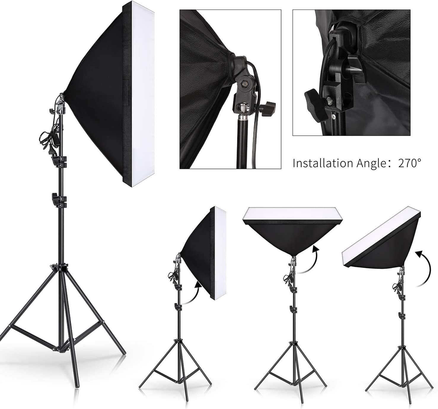 YISITONG Softbox Photography Lighting Kit 20 X 28 Inch with 135W E27 Socket 5500K Soft Box Lights, Continuous Lighting for Portraits and Product Shooting