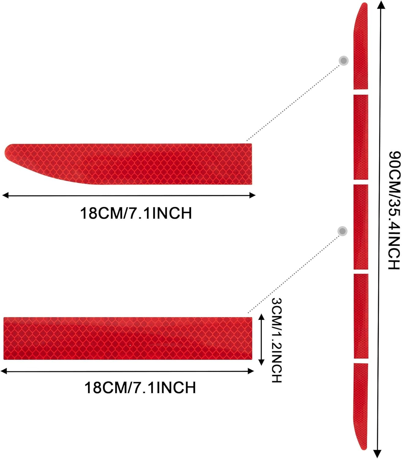 TOMALL 35.2'' Strong Reflective Stripe Stickers High-Intensity Night Visibility Reflective Decal Universal Safety Warning Diamond Grade Waterproof Self Adhesive for Car Trunk (Red) - Blue image number 7