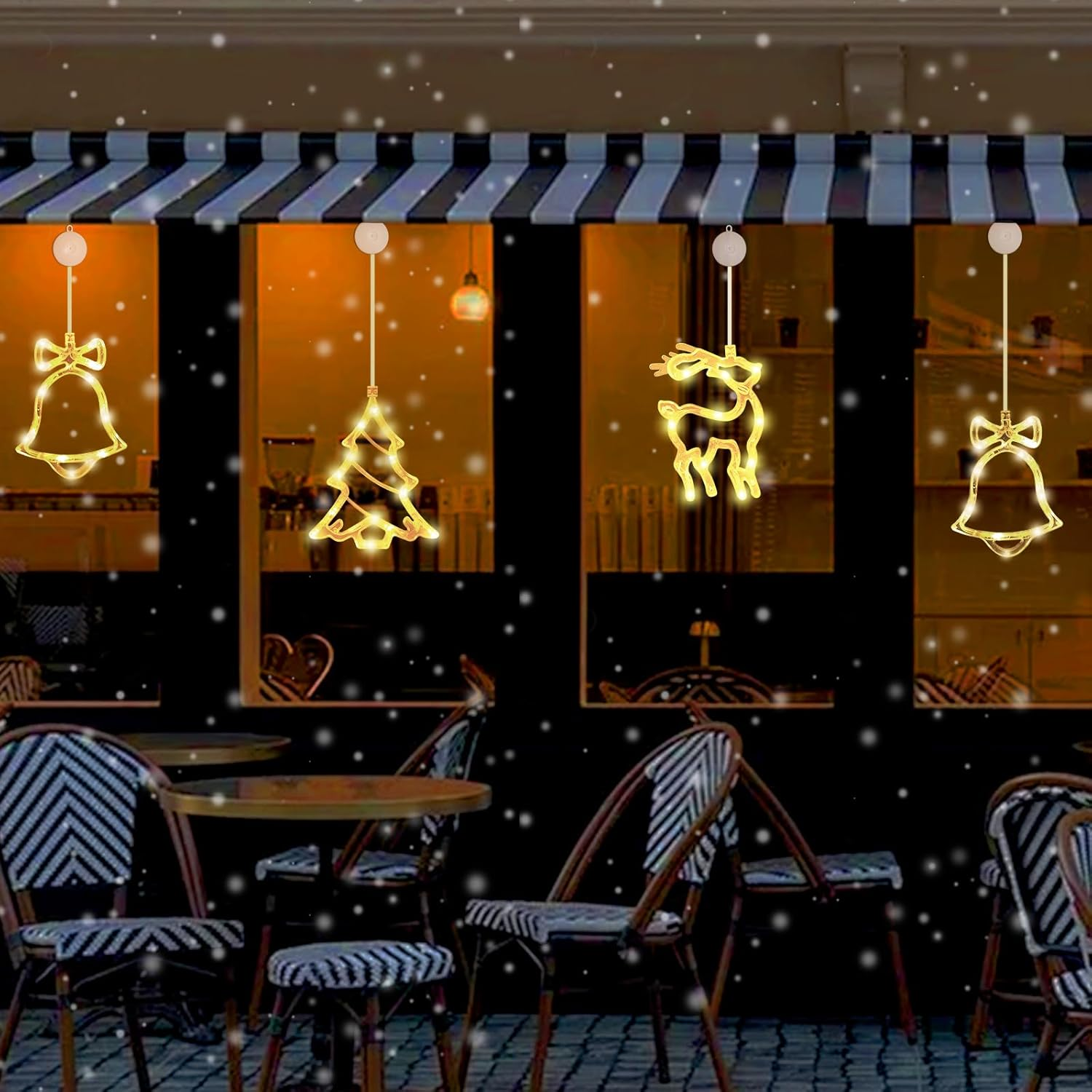 Bigqin 3PCS LED Christmas Lights, Elk Bell Window Lights with Suction Cups, Battery Type Christmas Decoration Curtain Lights, Christmas Tree Lights for Bedroom Room Outdoor (Battery NOT Included) image number 3