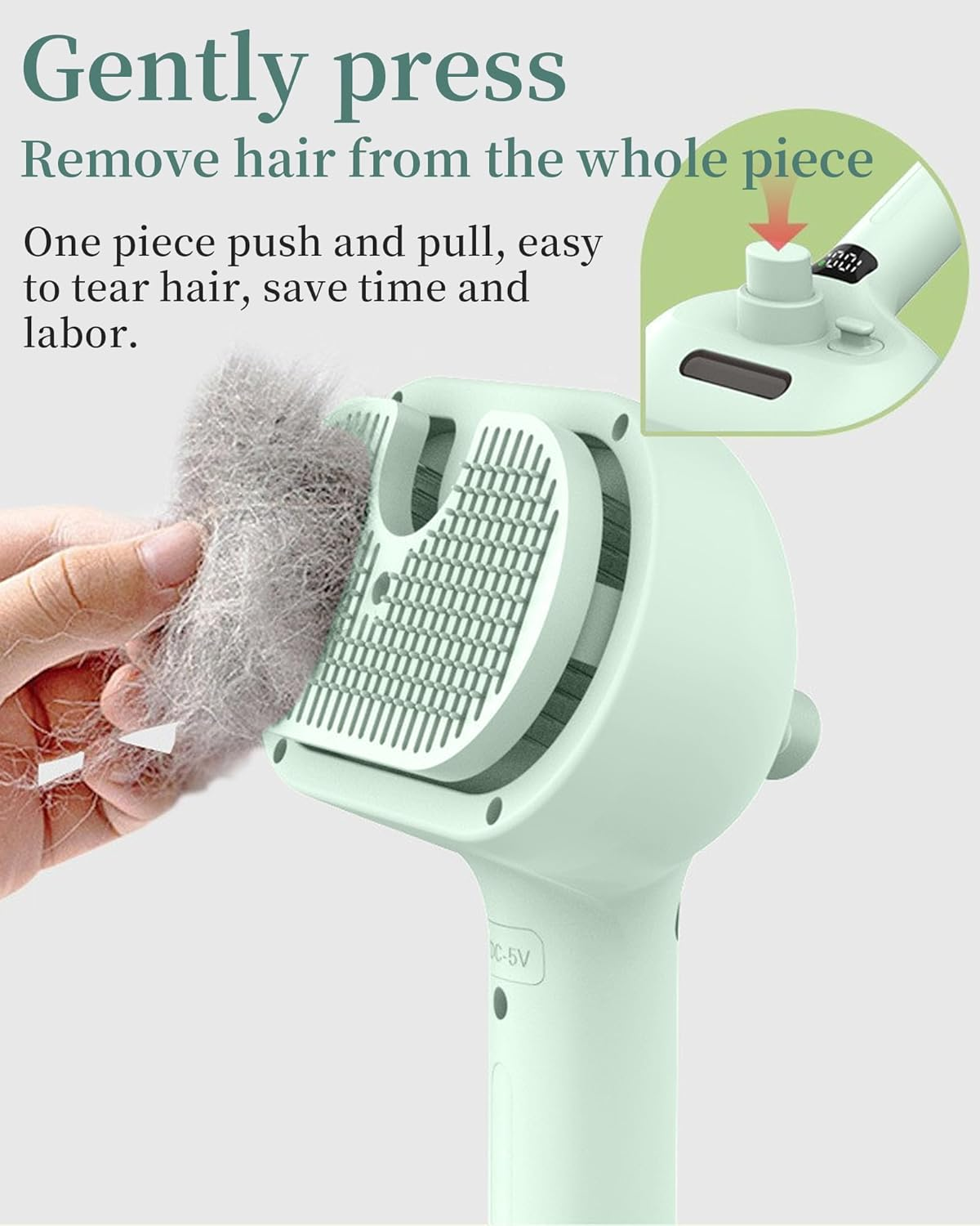 Cat Brush with Steam, 3 in 1 Cat Steam Brush Pet Brush for Shedding Pet Hair Cleaning Brush Comb Steamy Cat Brush Easily Removes Mats, Tangles, and Loose Fur, Rechargeable, Low Noise, Green