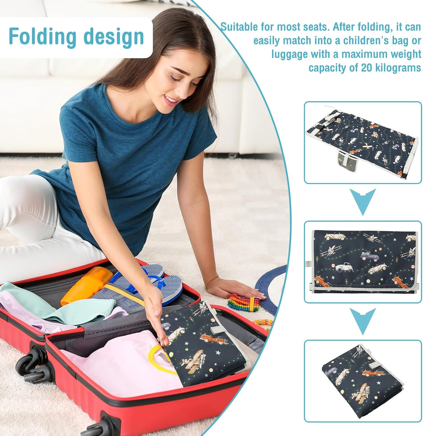 Fxvhojq Toddler Airplane Bed Breathable Oxford Cloth Kids Airplane Seat Extender Portable Toddler Plane Bed for Flying Long Flight Traveling(C) image number 5