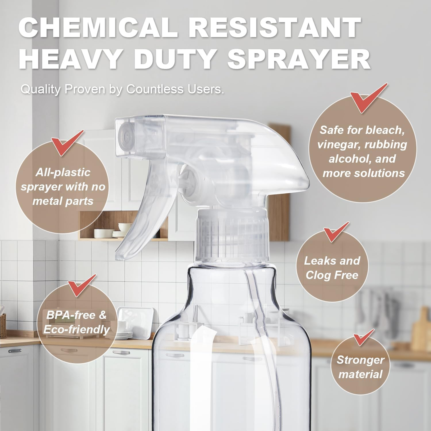 Plastic Spray Bottles (2-Pack, 16.9 Oz) Heavy Duty Spraying, Mist & Stream, Empty Water Sprayer Bottle for Cleaning Solutions, Essential Oils, Hair, Plants, BBQ, Dog Cat Behavior Correction (Clear) image number 6