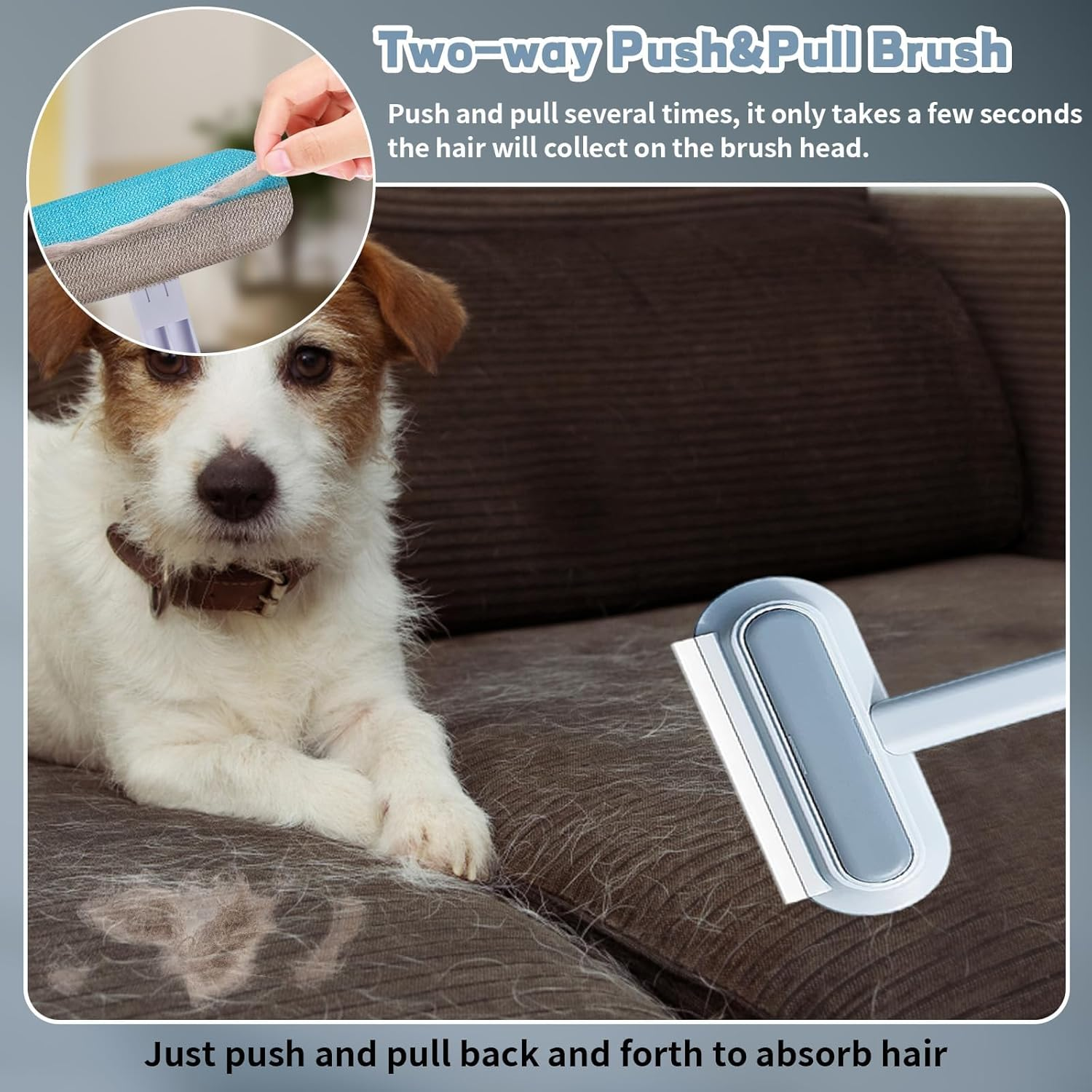 1 Set Pet Hair Remover Brush, Long Handle Hair Remover for Dog Hair and Cat Hair, Effective Pet Hair Remover for Furniture, Carpets and Car Seats, 18.5 Cm X 59 Cm image number 5