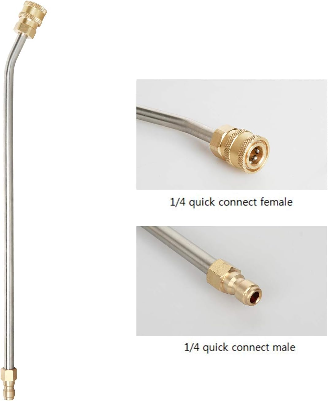 Sooprinse Washer Extension Gutter Cleaner Attachment Accessory,High Pressure Washer Gutter Rod for Lance/Wand 1/4 Inch Quick Connect,30 Degrees Curved Rod,14 Inch