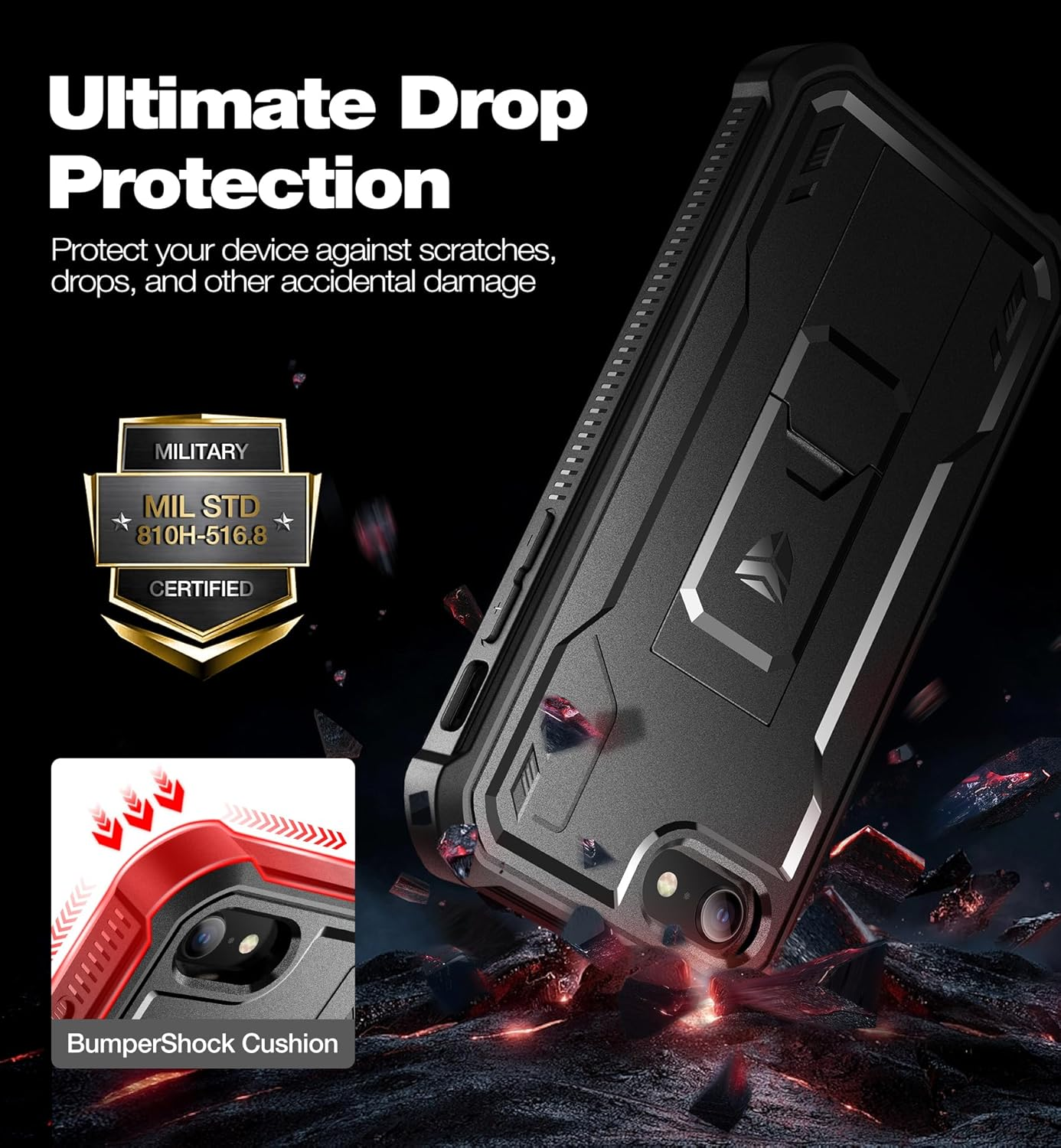 Dexnor for Apple Iphone 7/8/SE(2020/2022) Case, [Built in Screen Protector and Kickstand] Heavy Duty Military Grade Protection Shockproof Protective Cover for Apple Iphone 7/8/Se(2020/2022)-Black - Green image number 7