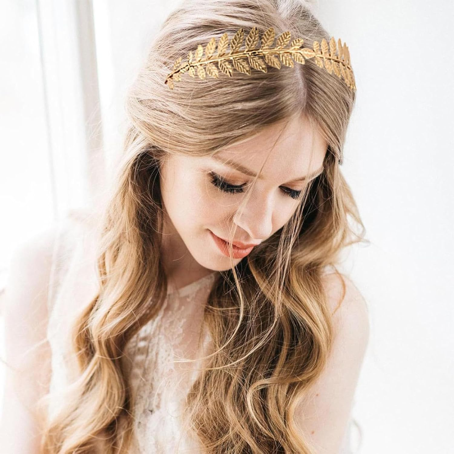 Dinghaole 2 Pcs Roman Leaf Crown, Roman Style Tiara, Boho Headpiece Hairband, Gold Silver Leaf Band Crown of Leaves, Bridal Costume Accessories for Women Girls Fashion Party Decoration image number 1