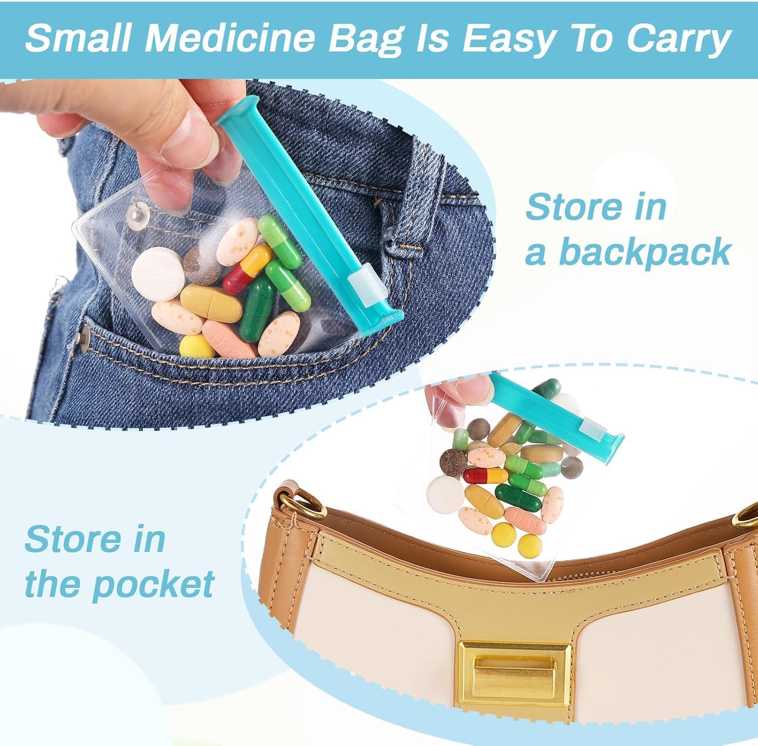 Self-Sealing Zippered Pill Pouch Bags, 12Pcs Translucent Self Sealing Medicine Bags, Translucent Self Sealing Plastic Pill Pouch, Travel Medicine Pouches with Slide Lock for Pills and Small Items image number 6