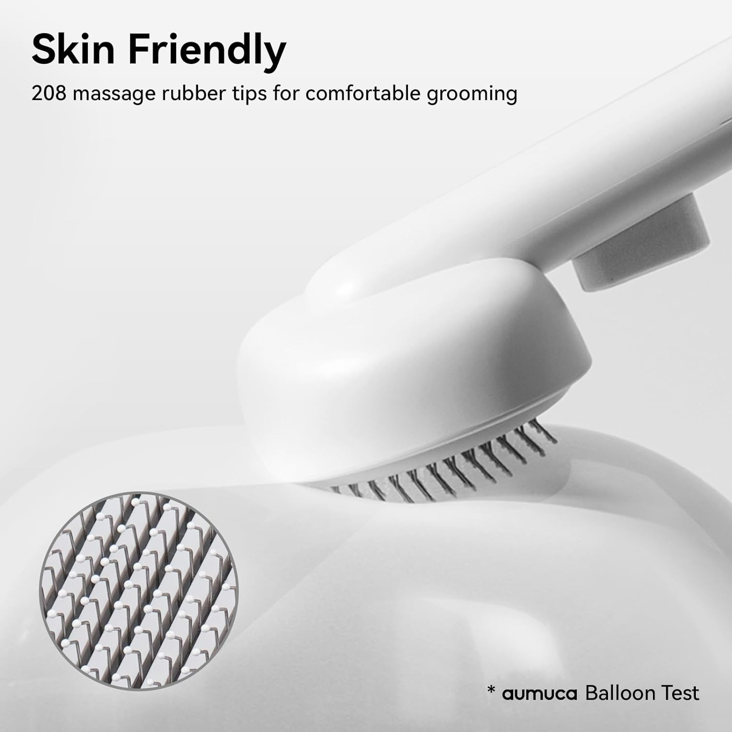 Aumuca Cat Brush with Release Button, Cat Brushes for Indoor Cats Shedding, Cat Brush for Long or Short Haired Cats, Cat Grooming Brush Cat Comb for Kitten Rabbit Massage Removes Loose Fur, White - Green image number 7