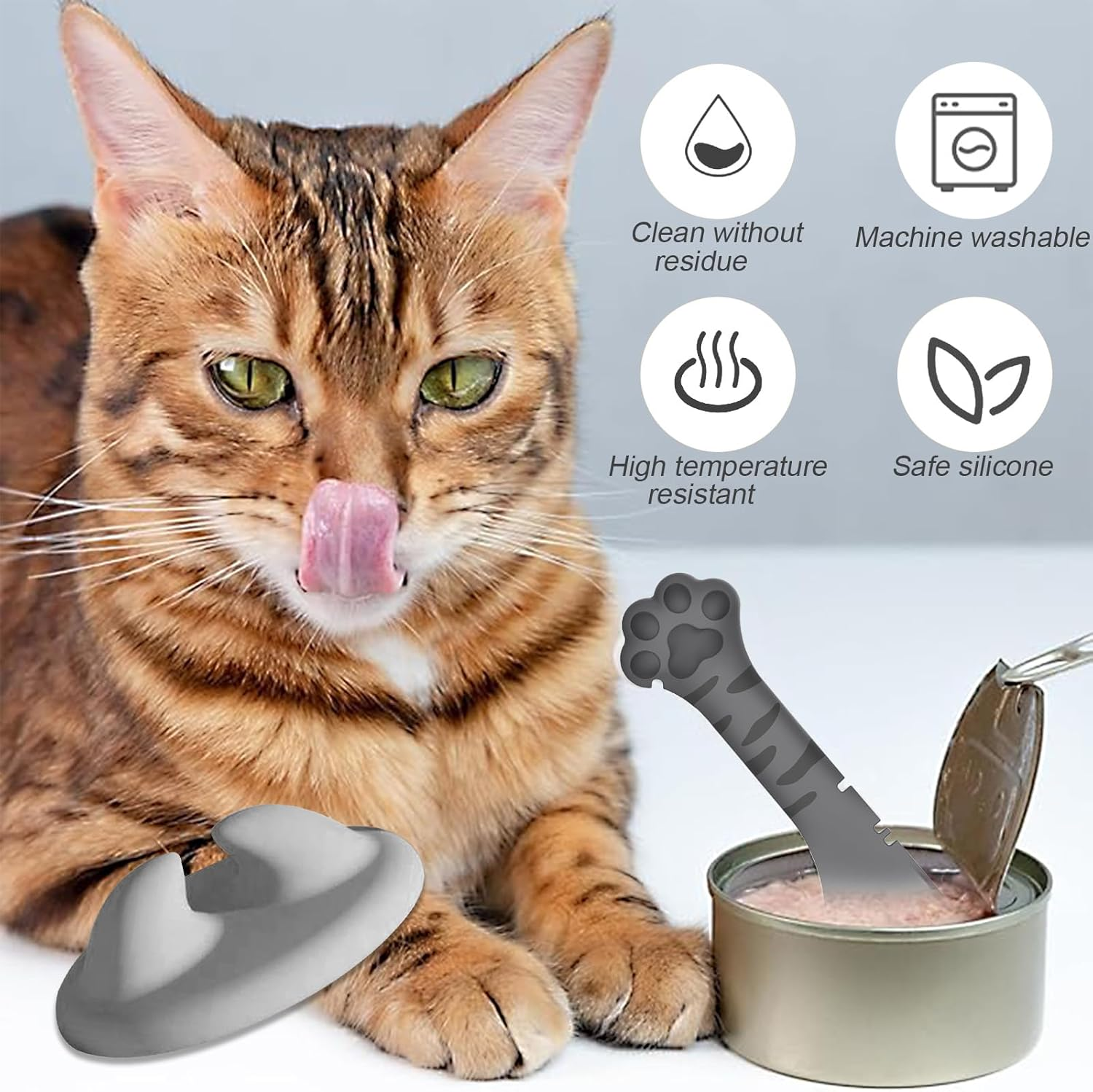 KUBDPQOR Pet Food Can Lid Set, Versatile Cat Food Lid and Cat Spoon/Can Opener for Cat Food Cans, for Dogs and Cat Food, Fits Almost All Food Cans image number 6