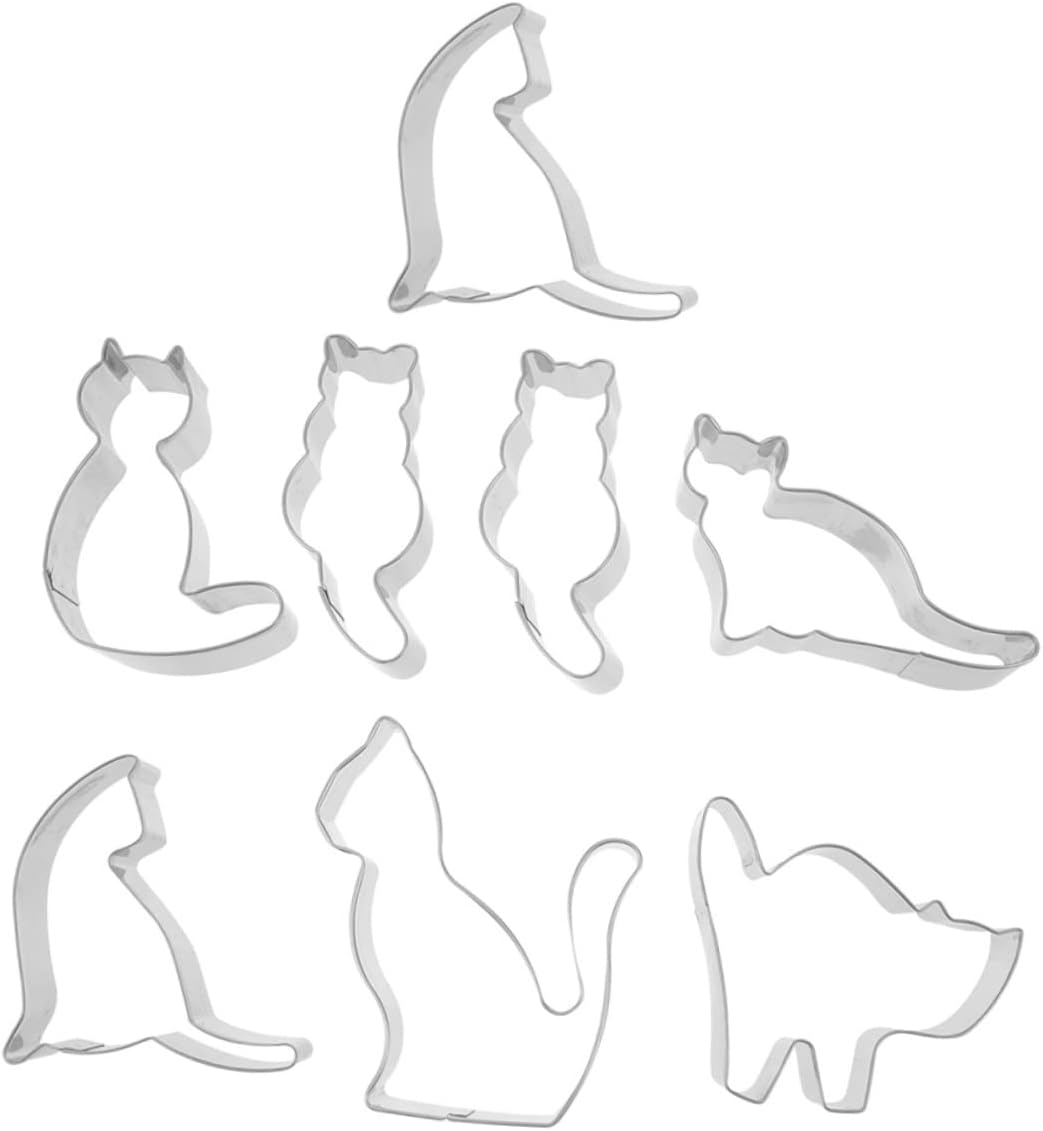 STOBAZA 8Pcs Cat Cookie Cutter Biscuit Cutters in Cat Shape Baking Tool for Lovers to Create Themed Cookies Random Style image number 3