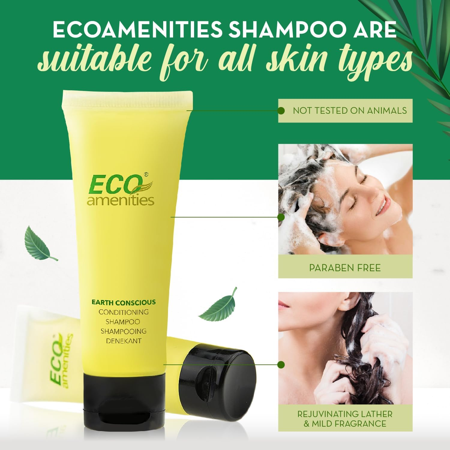 ECO Amenities Travel Size Shampoo and Conditioner Sets - 2 in 1 Hotel Shampoo and Conditioner Supplies for Guests - Refreshing Bulk Travel Size Toiletries - 1 Ounce (30Ml), 72 Packs, Green Tea Scent image number 5