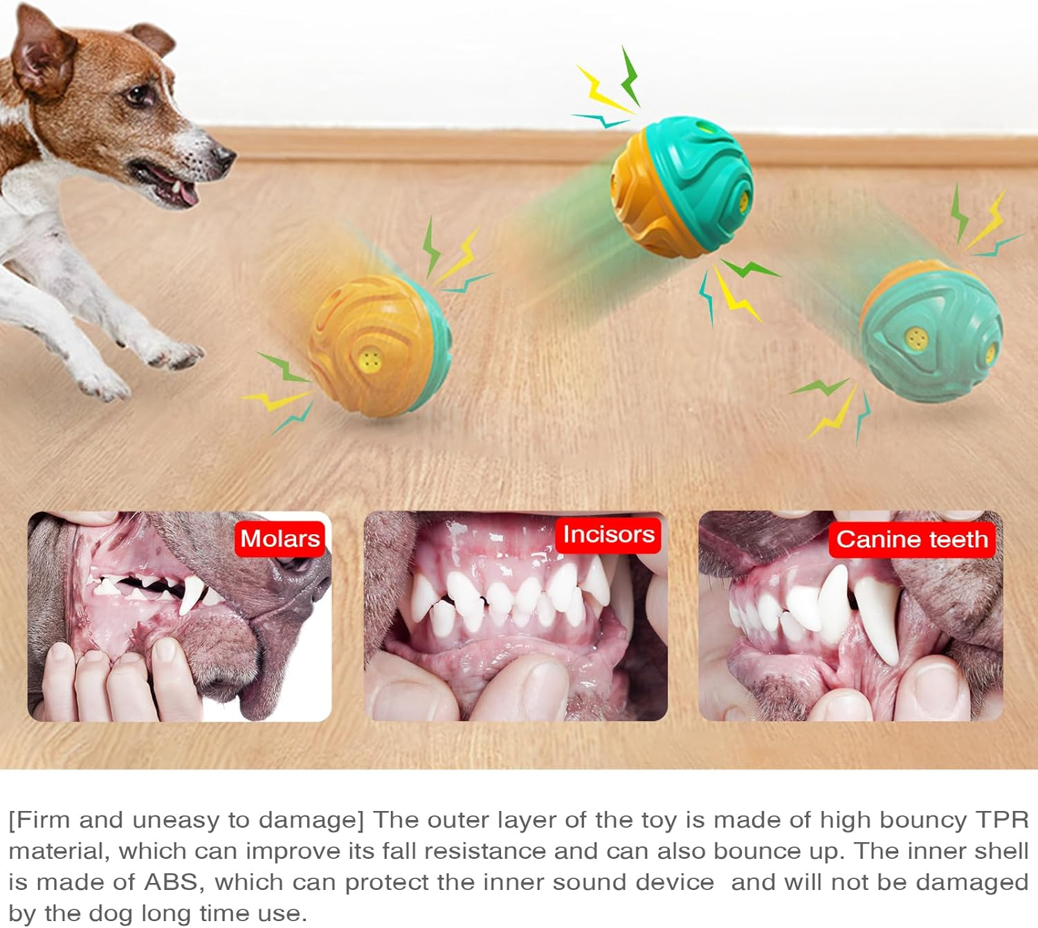 Indestructible Dog Chew Toy Ball, Dog Toys for Aggressive Chewers, Dog Toys to Keep Them Busy, Puppy Teething Toys, Durable Interactive Dog Toys, Stimulating Dog Toys, Squeaky Dog Toys image number 3