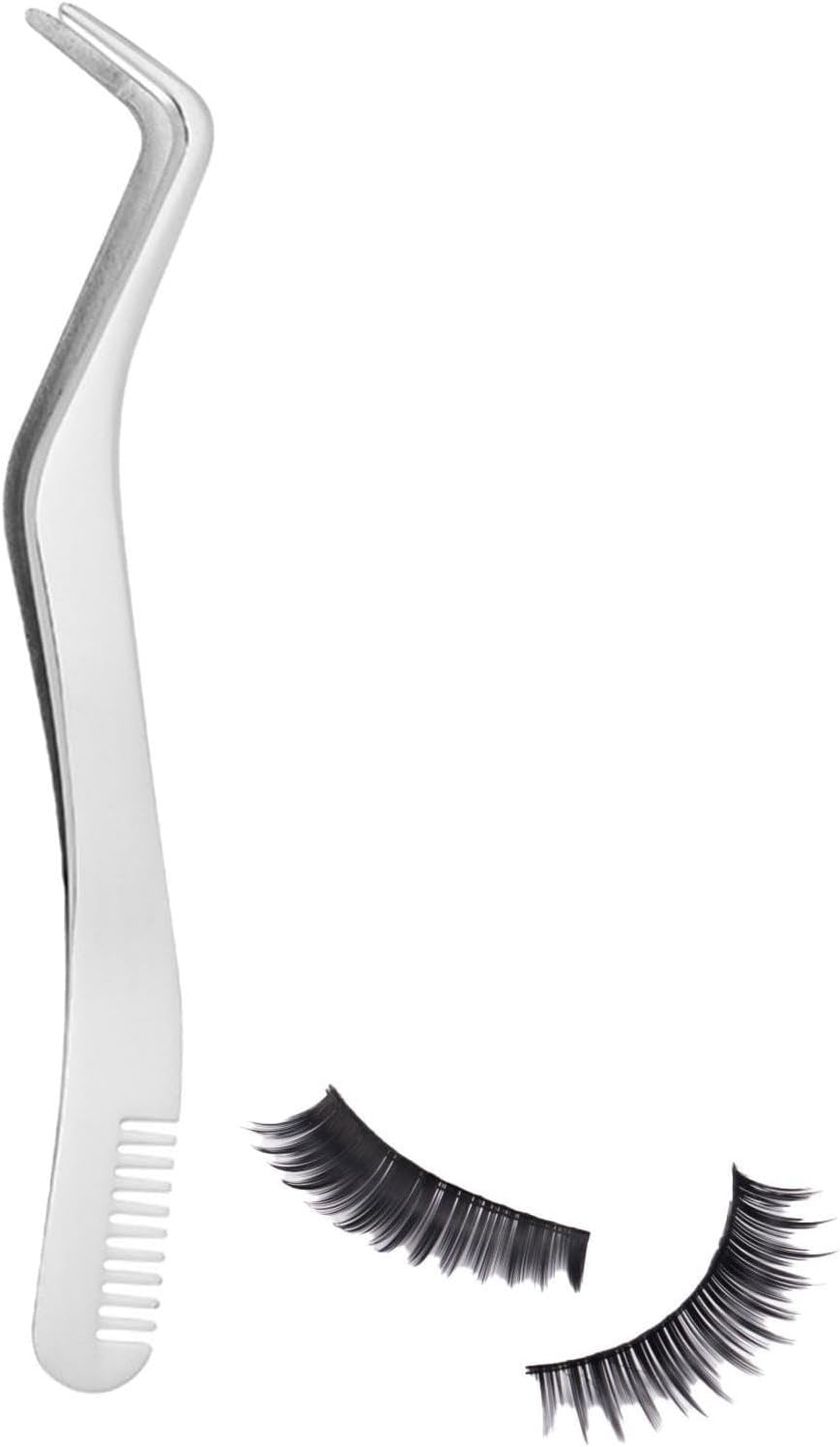 Curved Tweezers for Lashes - Stainless Steel Eyelash Extension Tweezer | Comb and Clusters | Lash Applicator Tool for Women | Eyelash Applicator Tool | Professional Eyelash Extension Tools