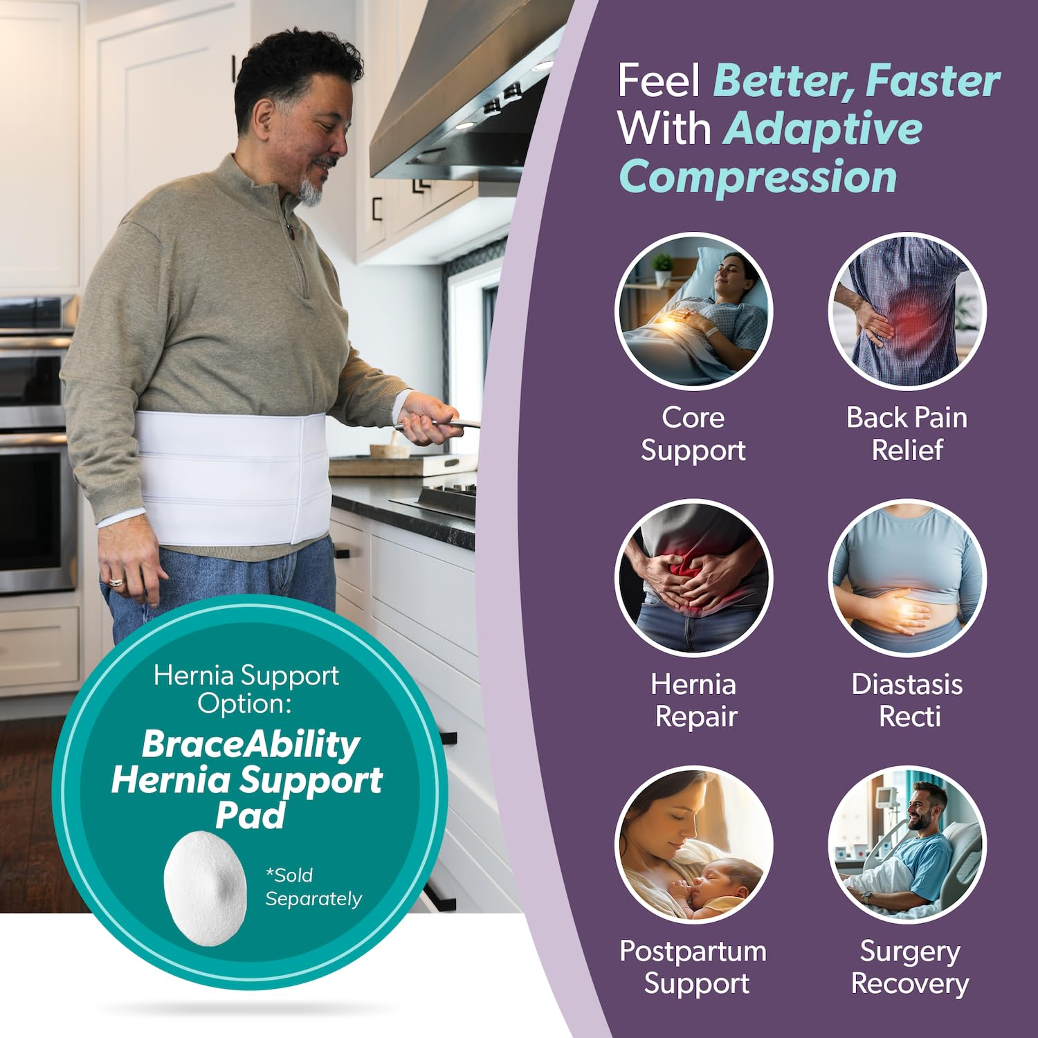 Braceability plus Size Bariatric Abdominal Binder -Fits 120Cm - 160Cm Circumference image number 2