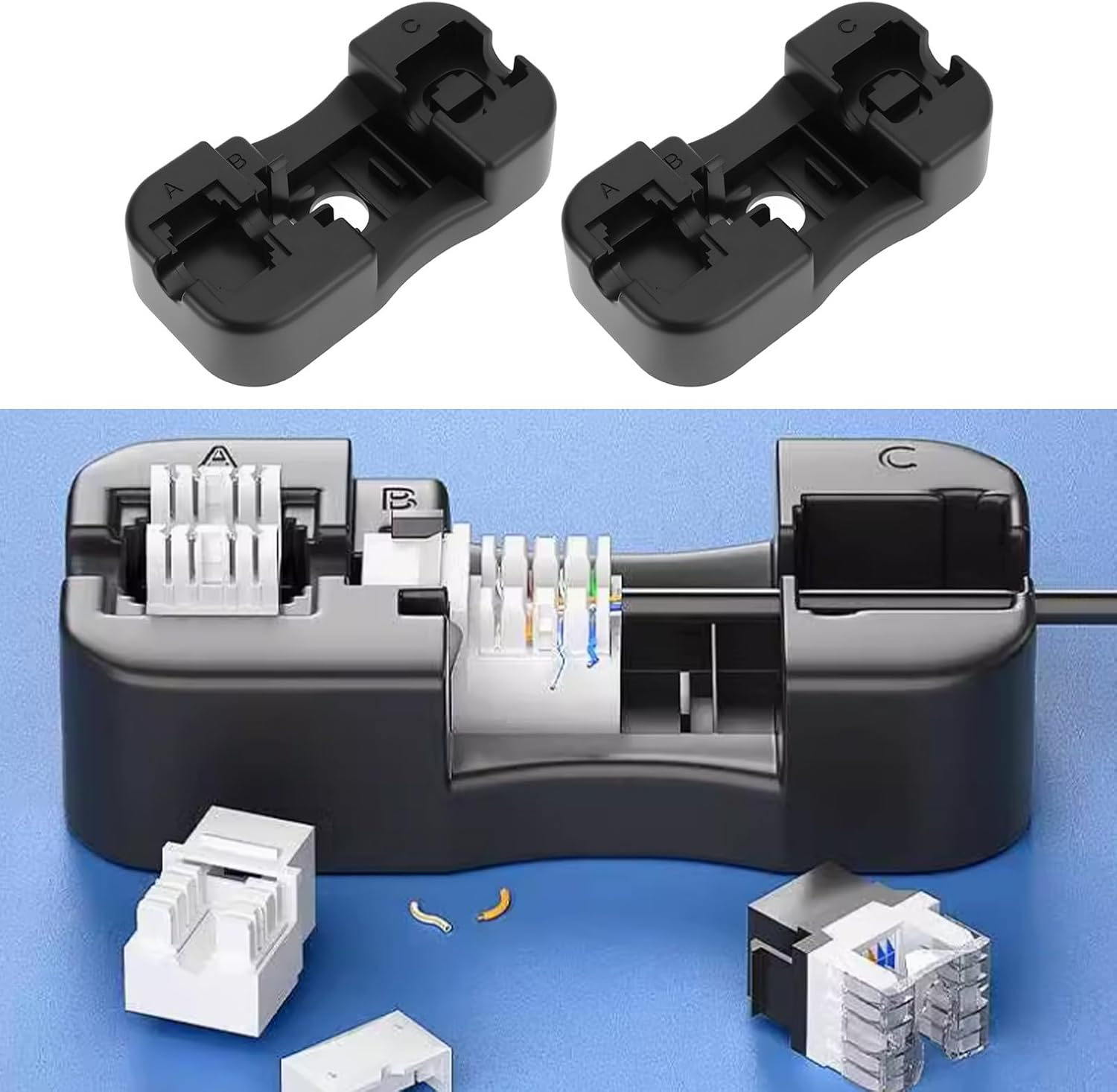 LT Easiyl 2Pcs Wiring Tool Module Holder Keystone Jack Punch down Stand Holder Suitable for 110 Blade Wire Cable Tool RJ45/RJ11 - Multipurpose Tool for Wiring image number 1