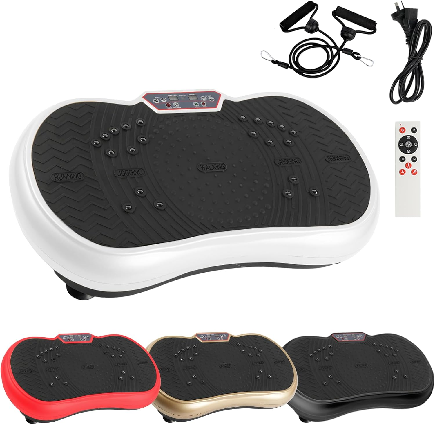 PORIYA Vibration Machine,180Kg Capacity,99 Speed Levels,Remote Control Full Body Fitness Vibrating Plate,Exercise Platform with Resistance Bands for Home Workout,Ideal for All Ages