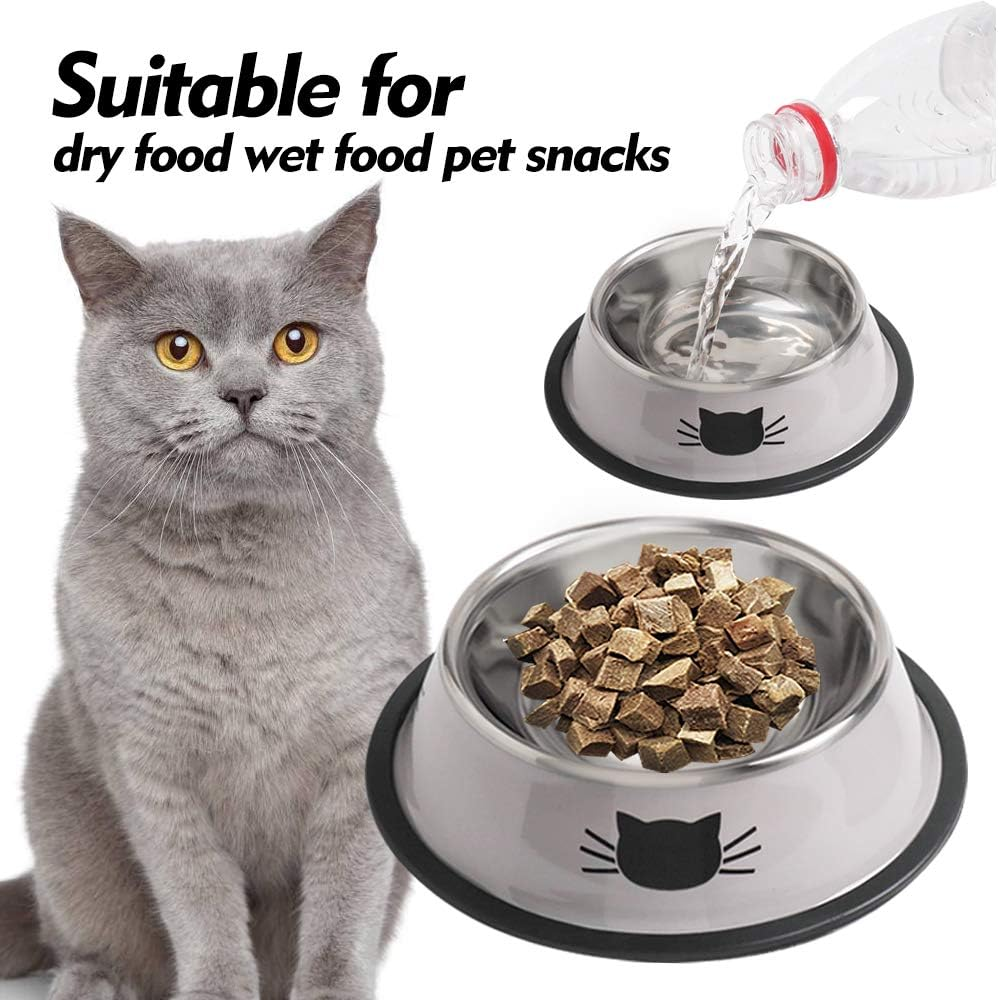 Cat Bowls, Set of 2 Cat Feeding Bowls, Cat Feeding Bowls, Double Cats, Water Feeding Bowl, Stainless Steel image number 2