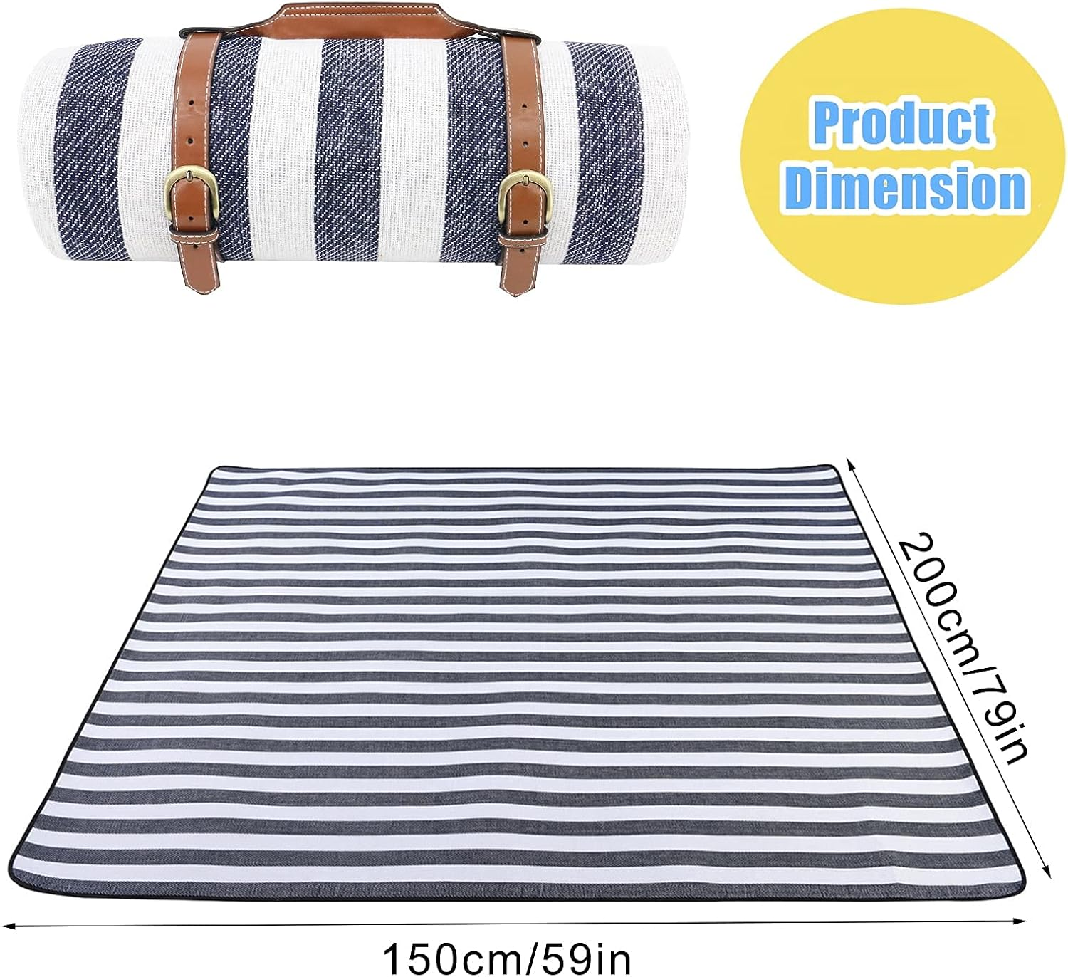 Searqing Large Picnic Blanket Portable with Carry Strap,78" X 54" Foldable Picnic Rug for Outdoor Camping Party,Wet Grass,Hiking,Kids Playground Sandproof Waterproof Picnic Mat image number 4